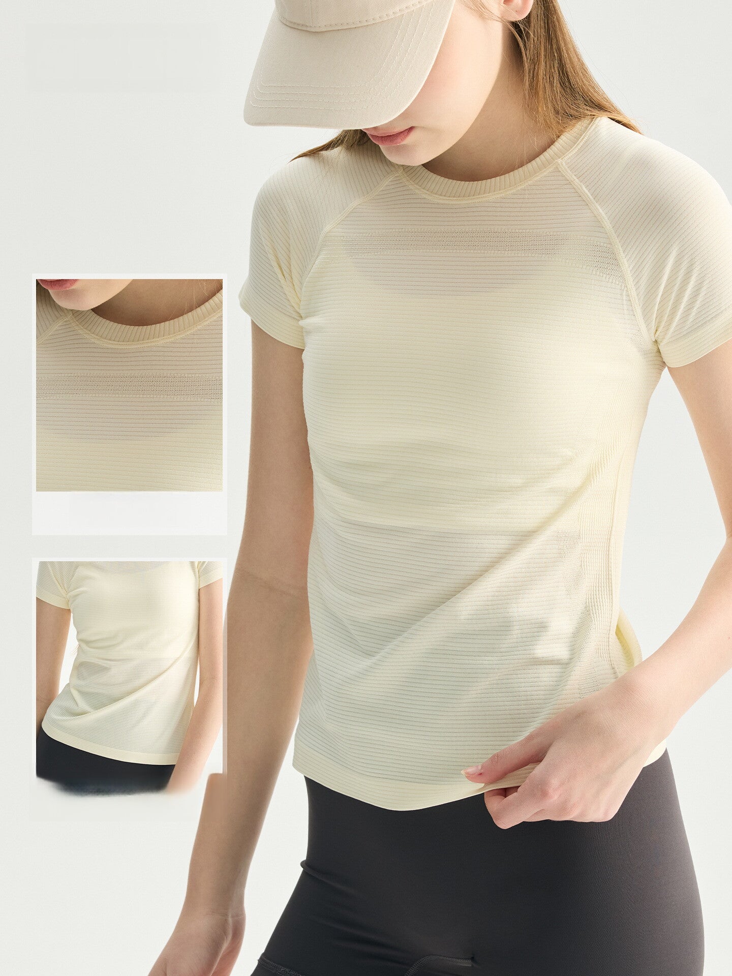 Women Seamless Yoga T-Shirt Quick Dry Breathable Round Neck Slimming