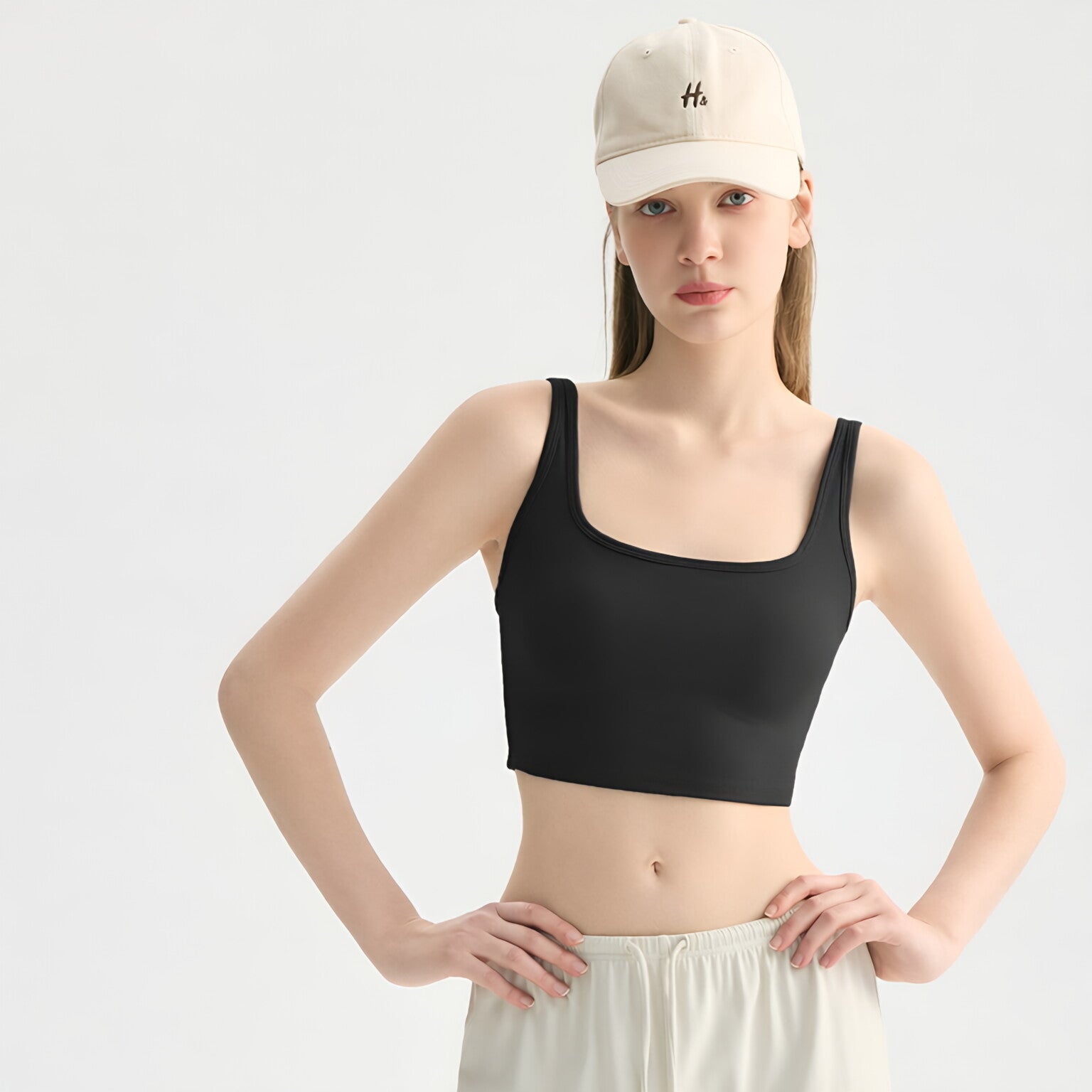 Deep U Neck Yoga Bra Shock Absorb Anti Sag Sports Tank Top