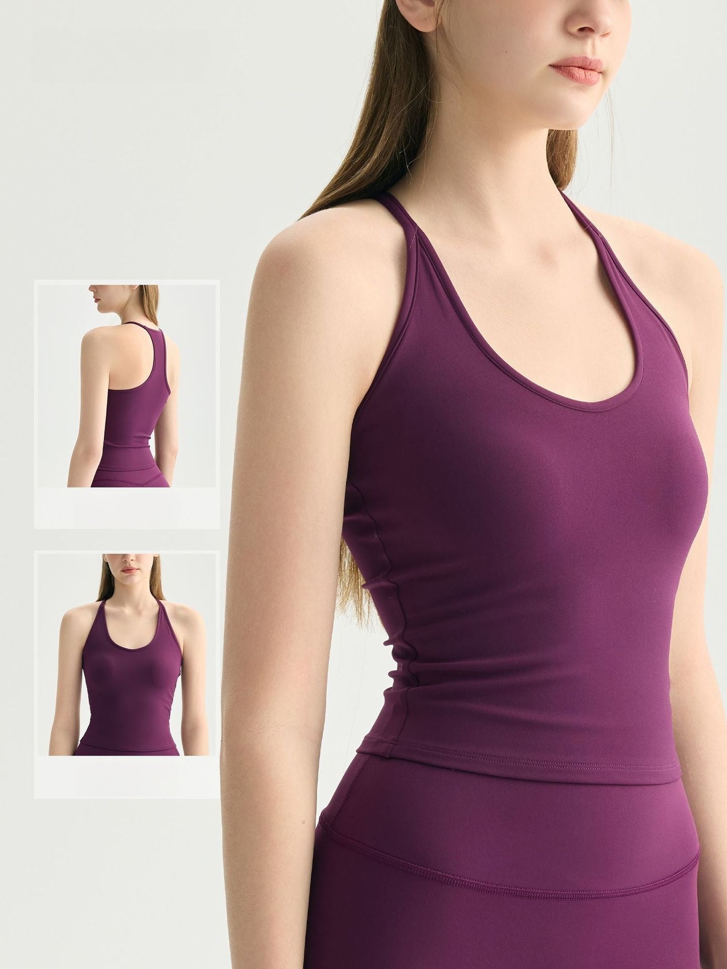 Women Built-in Cup U-Neck Spaghetti Strap Tank