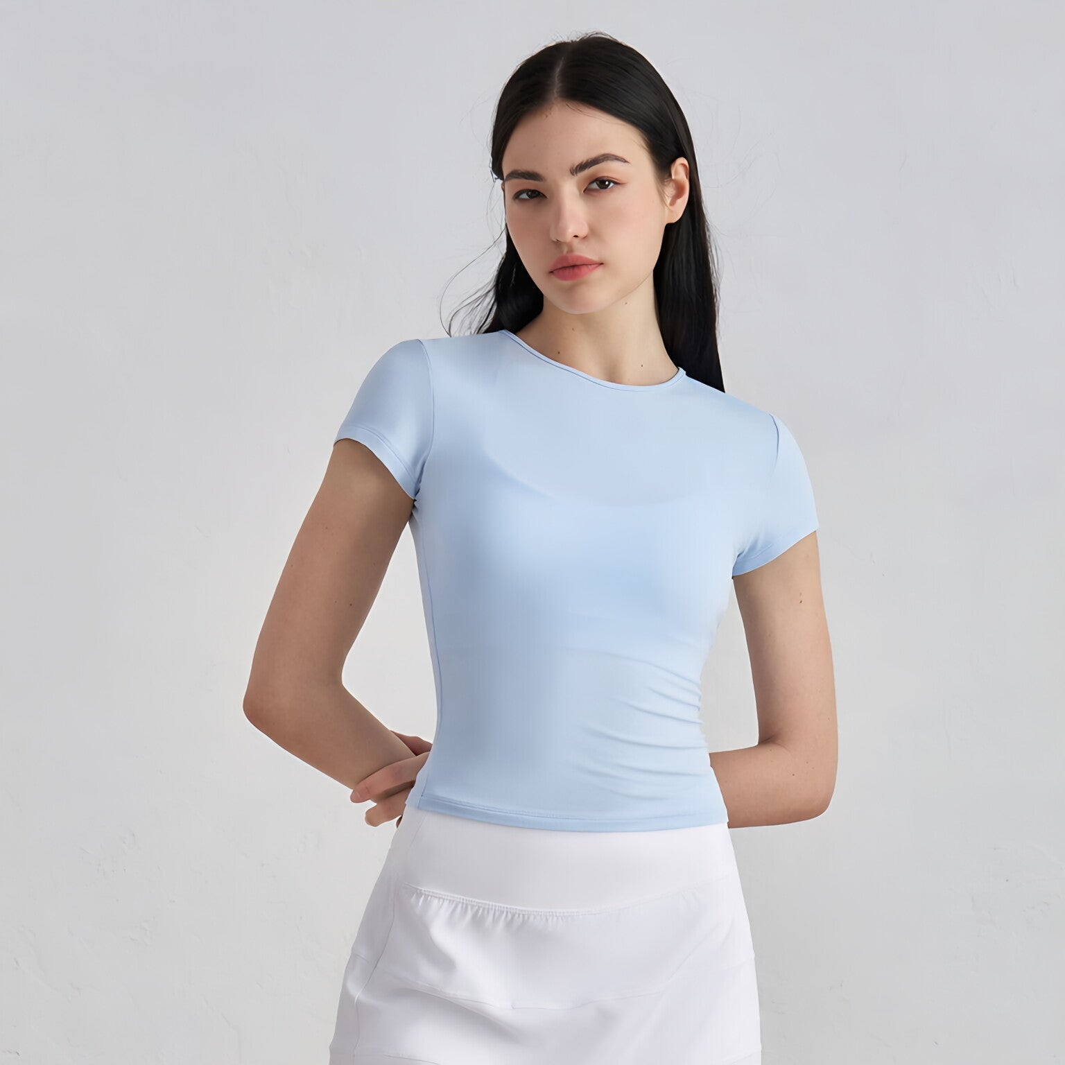 Women Bare Feel Waist-Cinching Short Sleeve T-Shirt