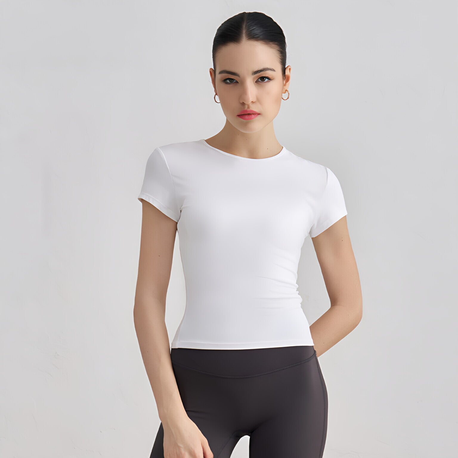 Women Bare Feel Waist-Cinching Short Sleeve T-Shirt