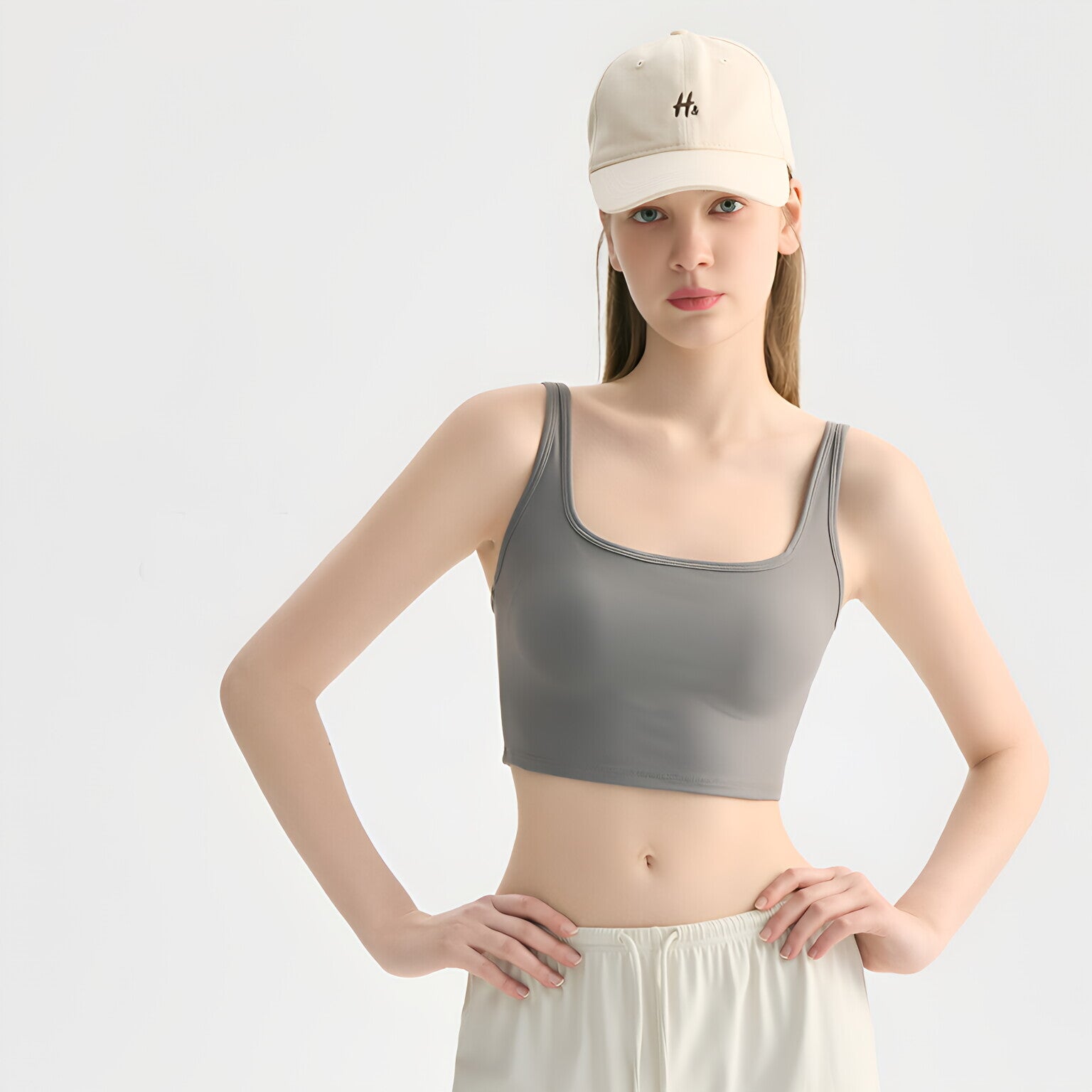 Deep U Neck Yoga Bra Shock Absorb Anti Sag Sports Tank Top