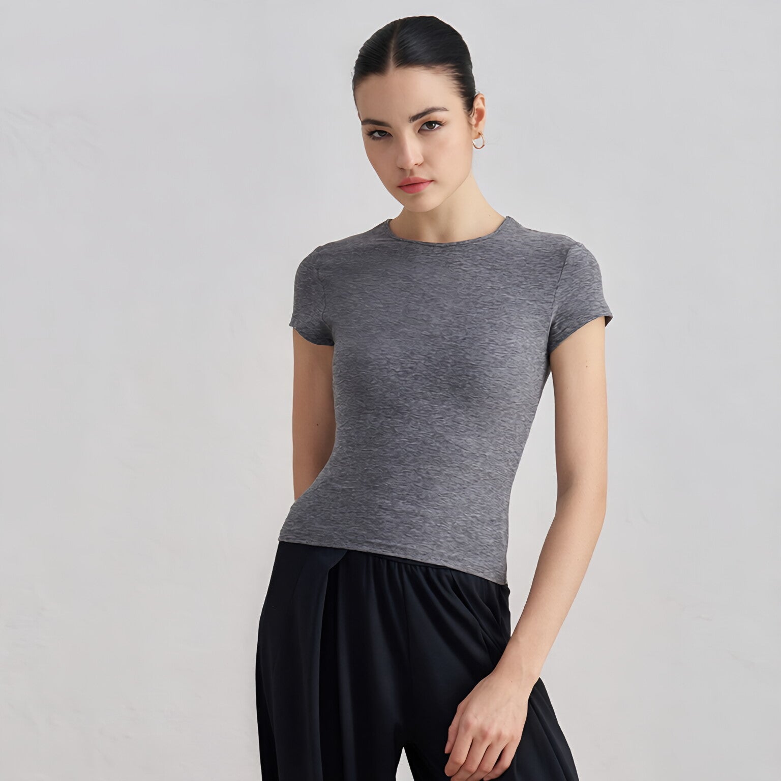 Women Bare Feel Waist-Cinching Short Sleeve T-Shirt