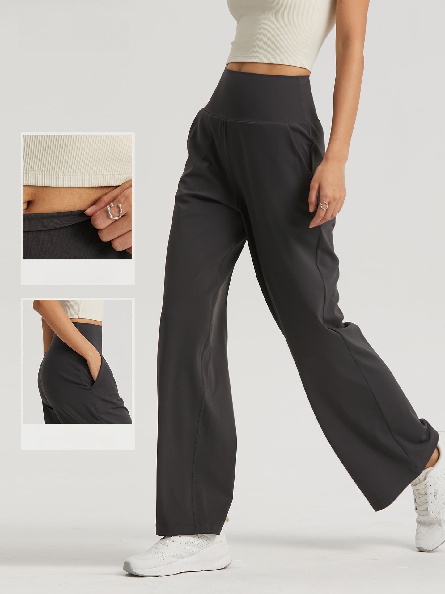 Nuls Loose Wide Leg Sweatpants High Waist Flowy Straight Leg