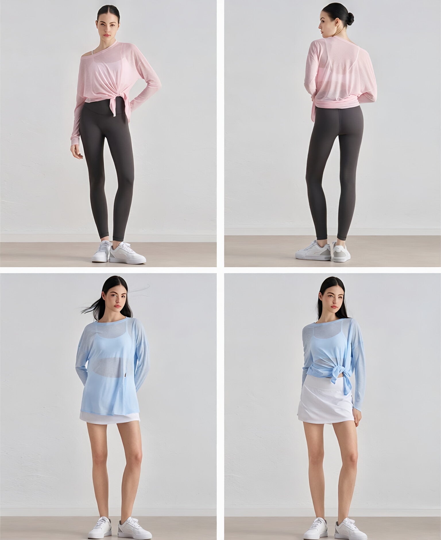 Textured Cut-Out Slit Hem Sculpting Long Sleeve T-Shirt