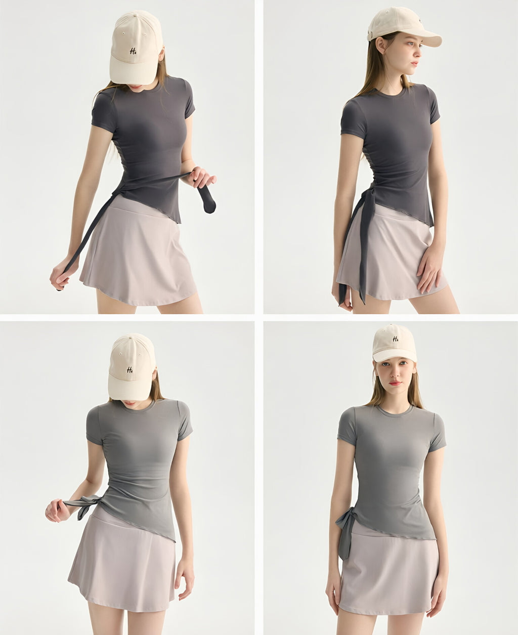 Banded Yoga Top Women Short Sleeve Breathable Slanted Gym