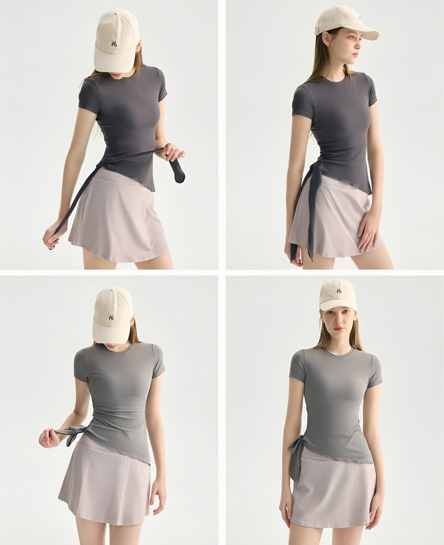 Banded Yoga Top Women Short Sleeve Breathable Slanted Gym
