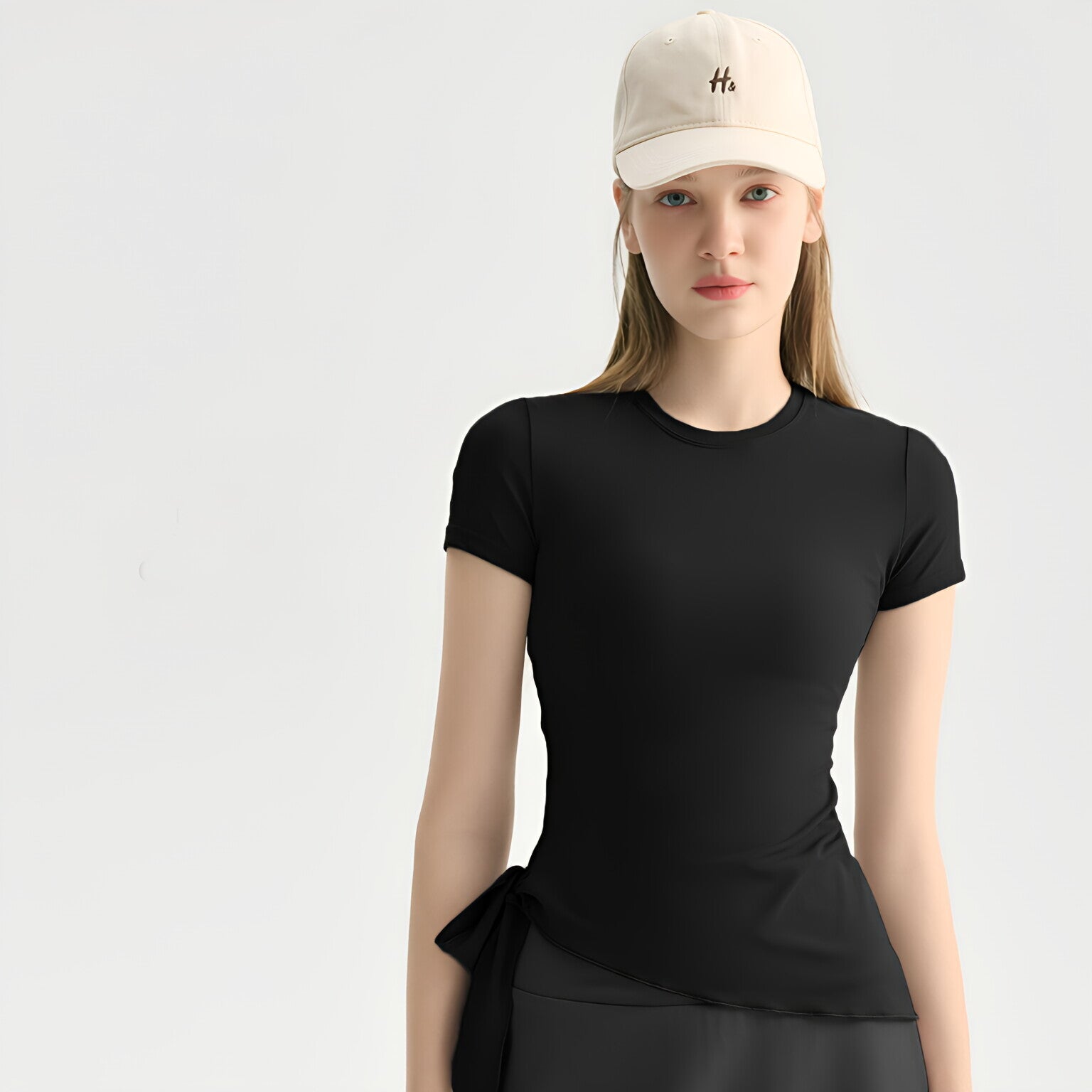 Banded Yoga Top Women Short Sleeve Breathable Slanted Gym