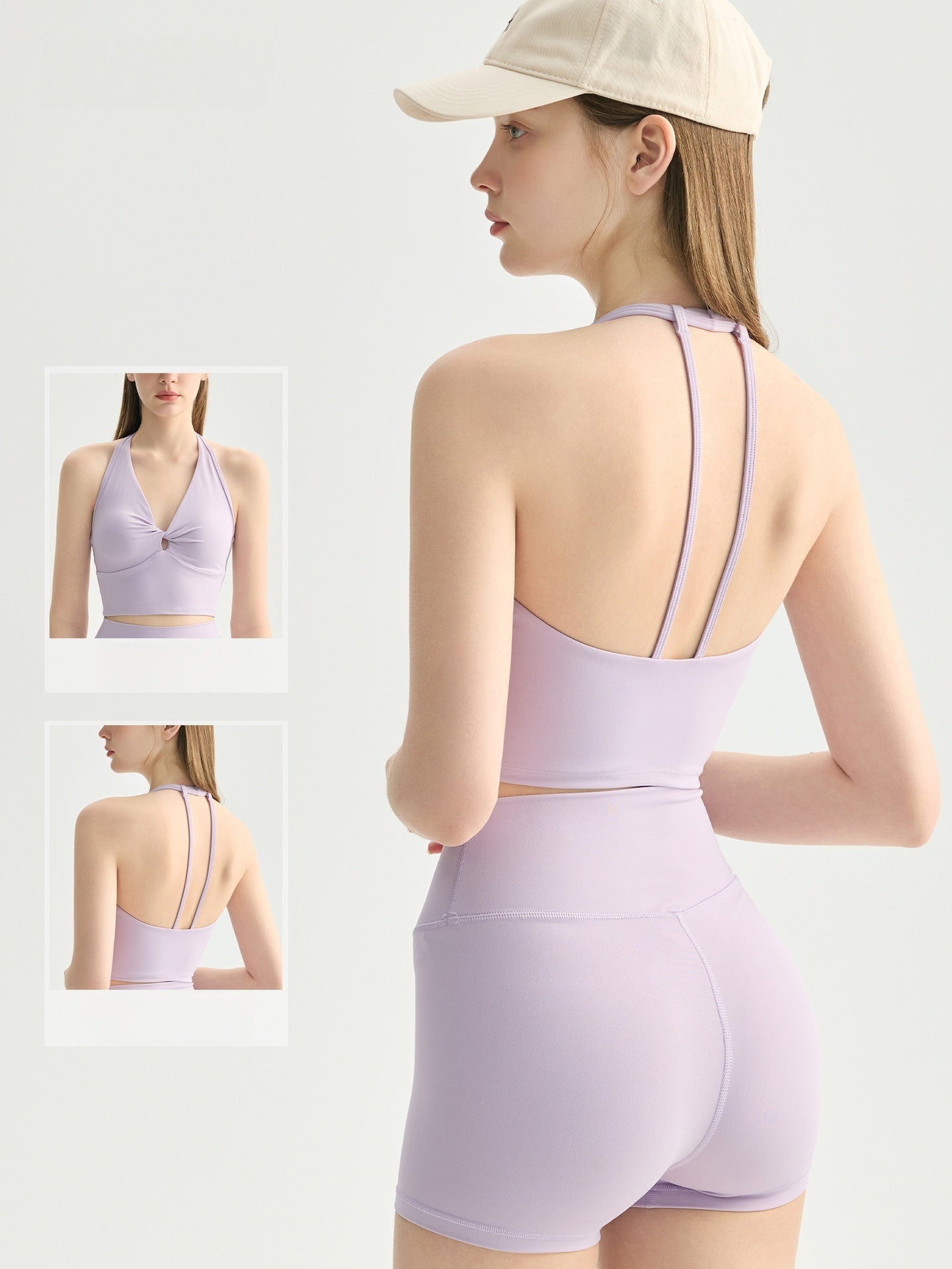Bow Tie V Neck Strapless Yoga Bra Adjustable Back Gym