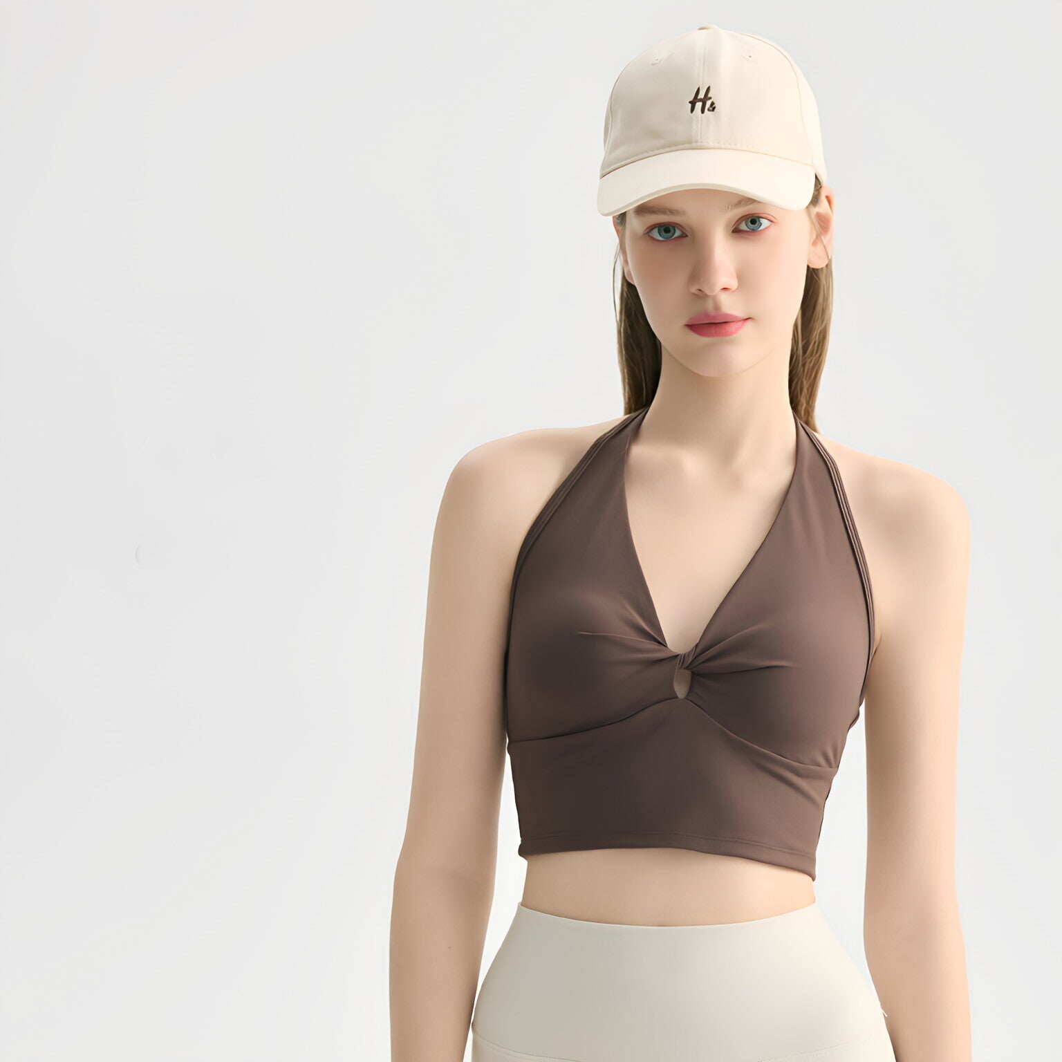 Bow Tie V Neck Strapless Yoga Bra Adjustable Back Gym