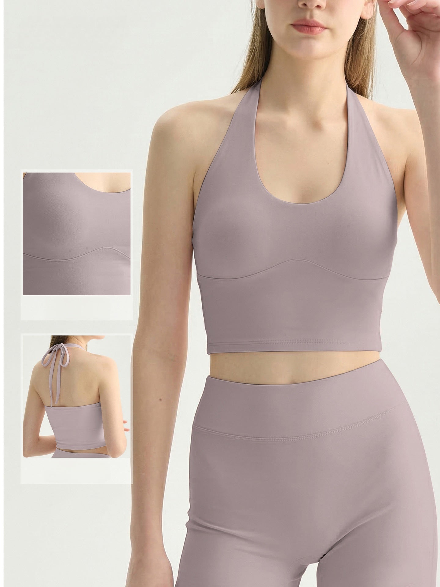 Collarless Breathable Sports Bra With Fixed Cups And Padded Cups