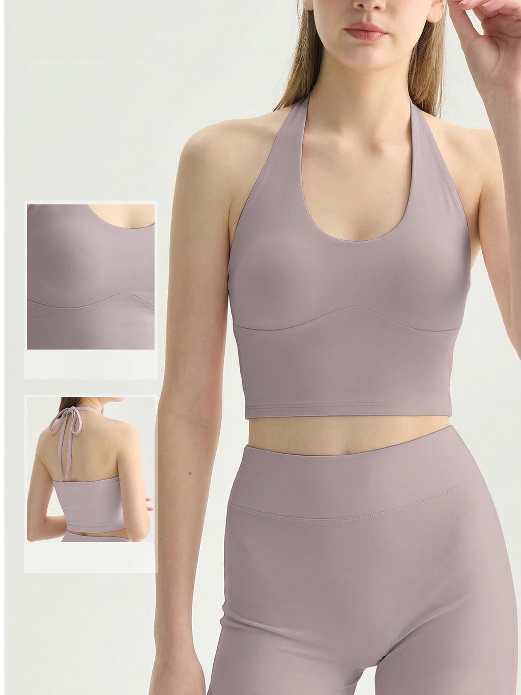 Collarless Breathable Sports Bra With Fixed Cups And Padded Cups