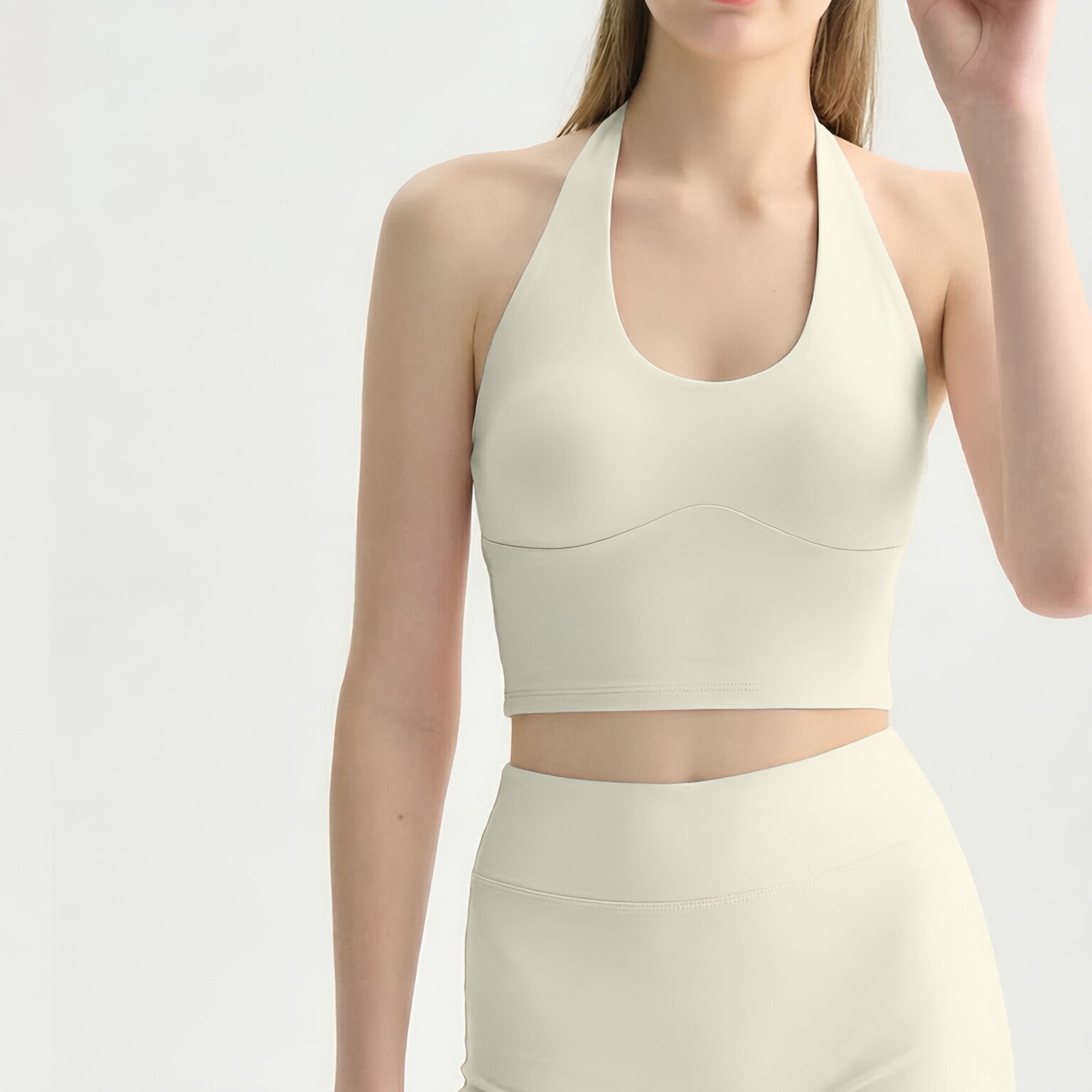 Collarless Breathable Sports Bra With Fixed Cups And Padded Cups