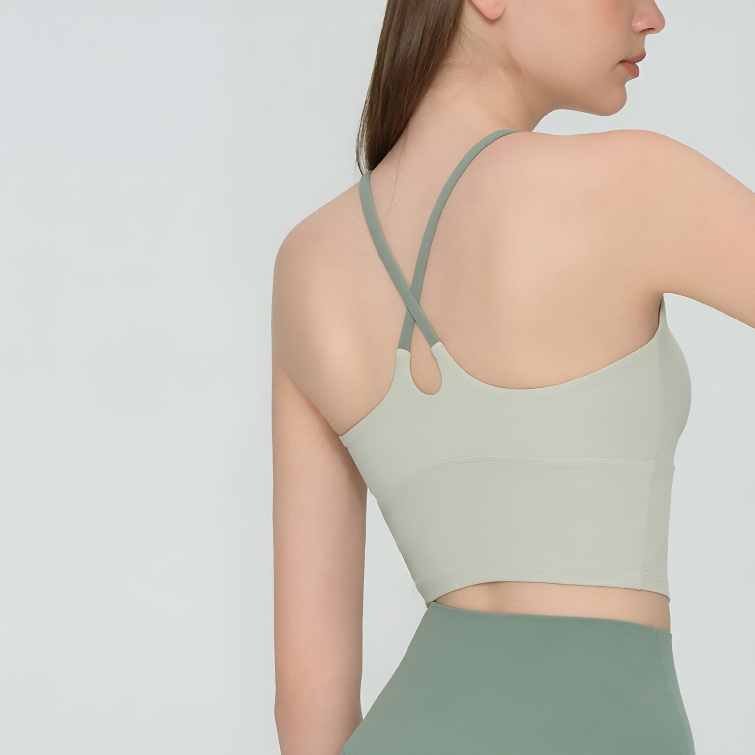 Color Block Backless Yoga Bra Cross Back Breathable Slim