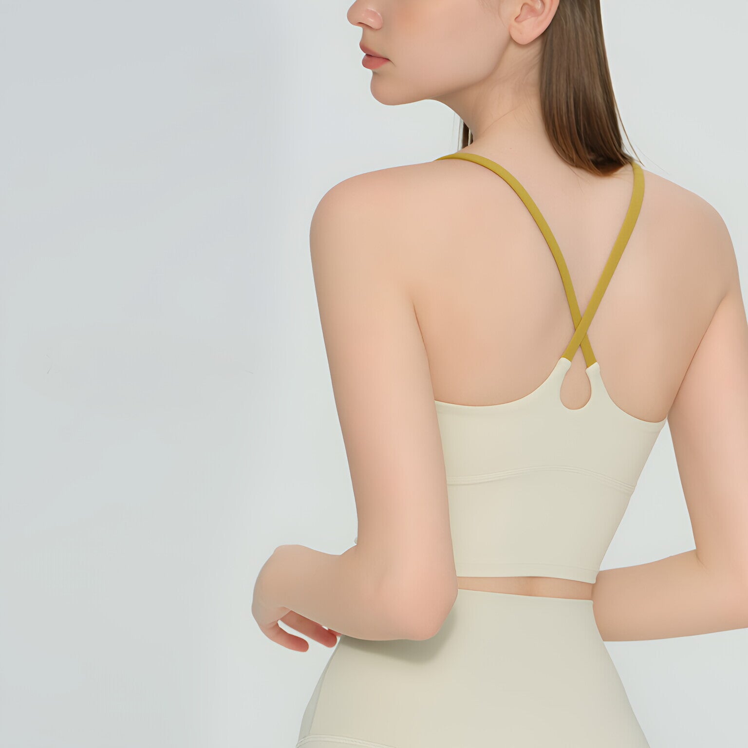 Color Block Backless Yoga Bra Cross Back Breathable Slim