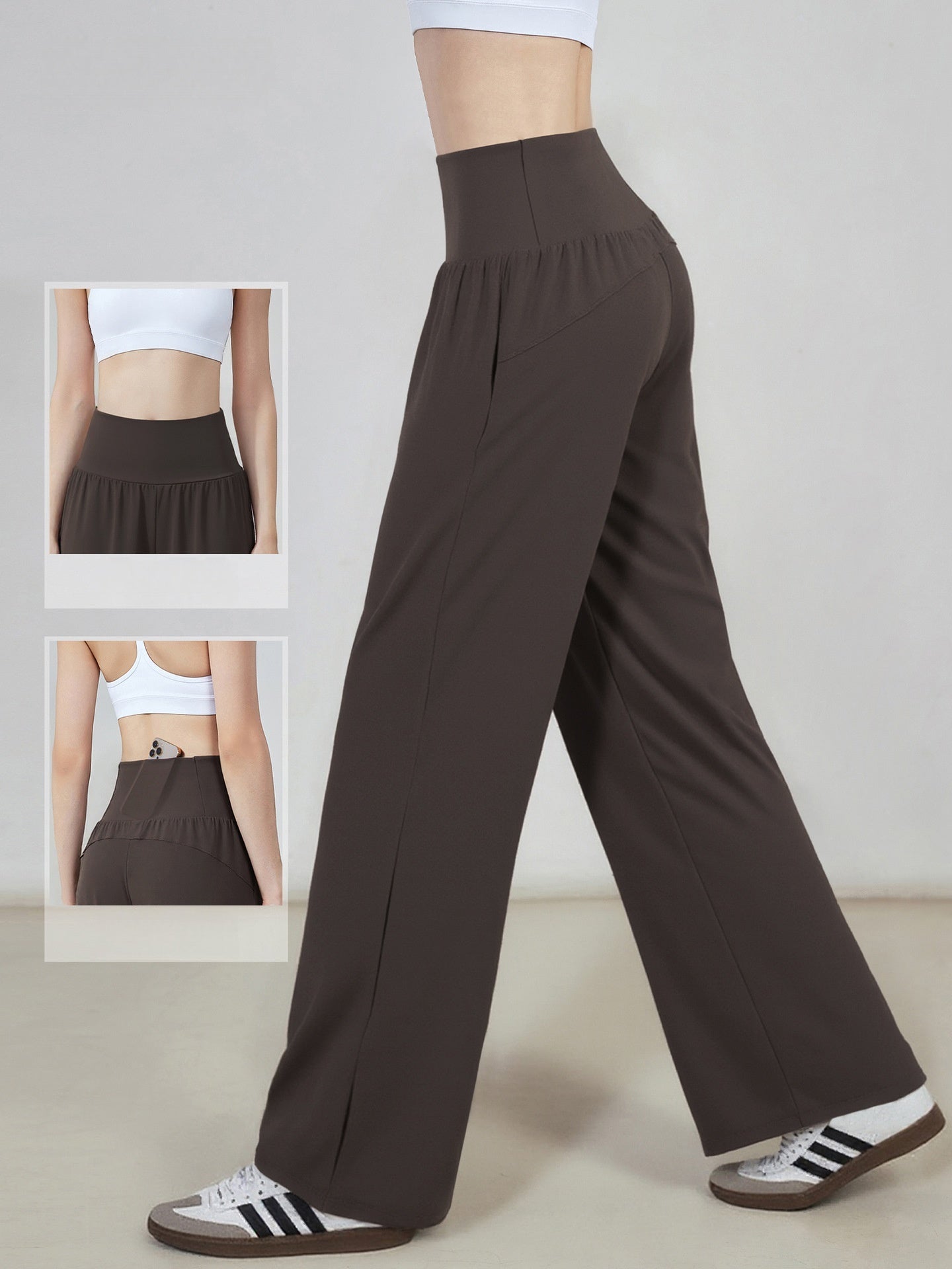 Cooling High Waist Straight Leg Yoga Pants Women Slim Fit Gym