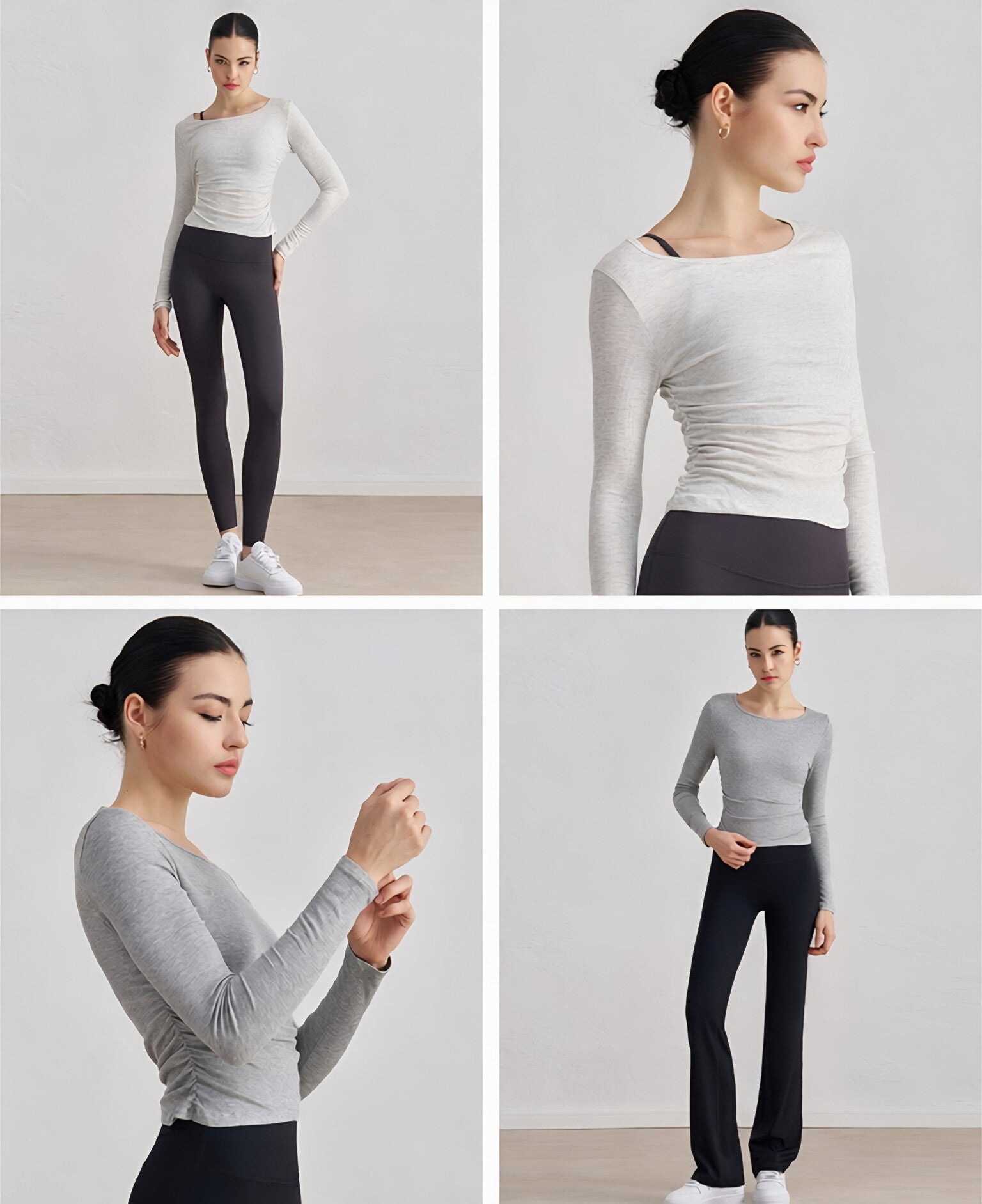 Cotton Ribbed Yoga Top Long Sleeve Padded Slimming Gym