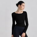 Cotton Ribbed Yoga Top Long Sleeve Padded Slimming Gym