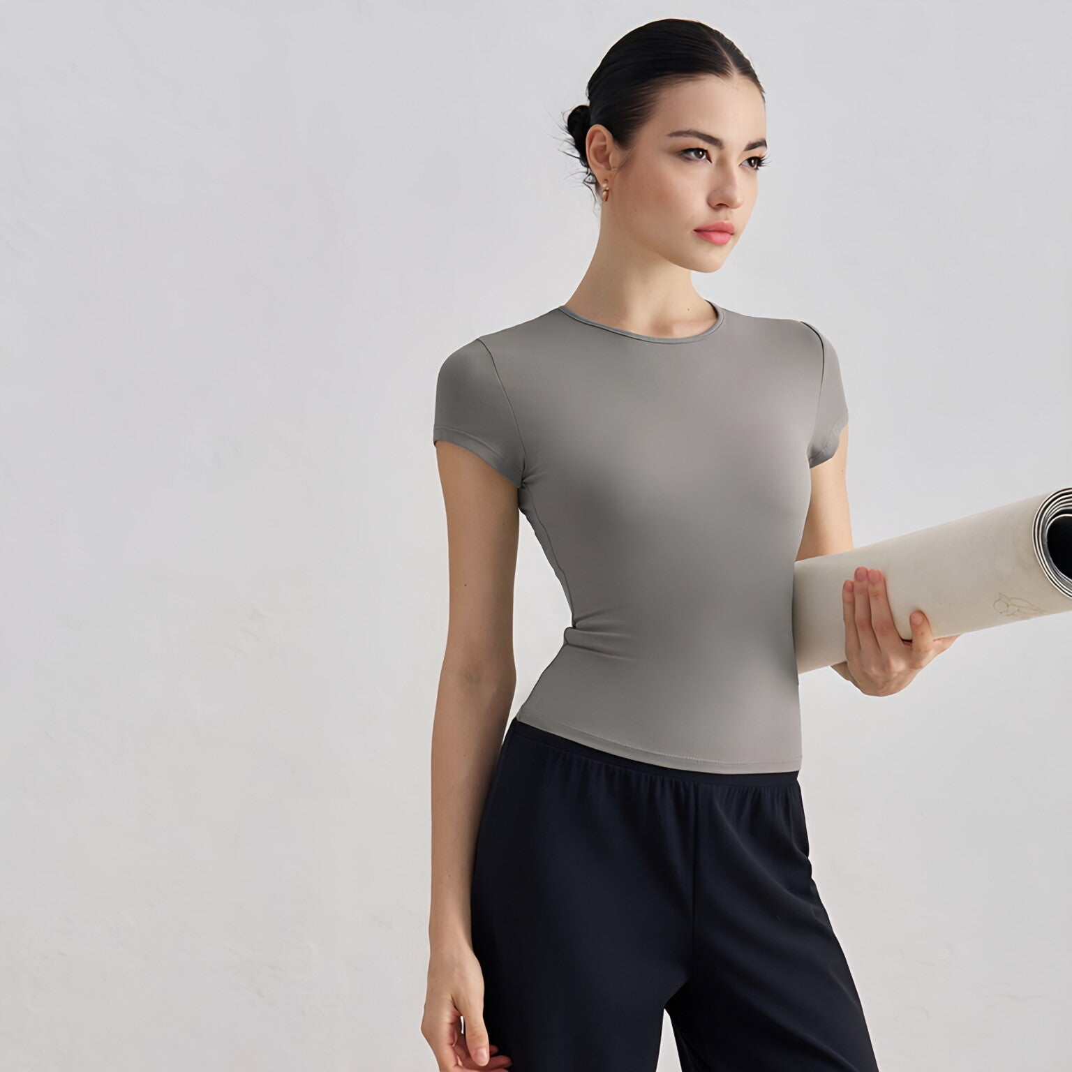 Women Bare Feel Waist-Cinching Short Sleeve T-Shirt