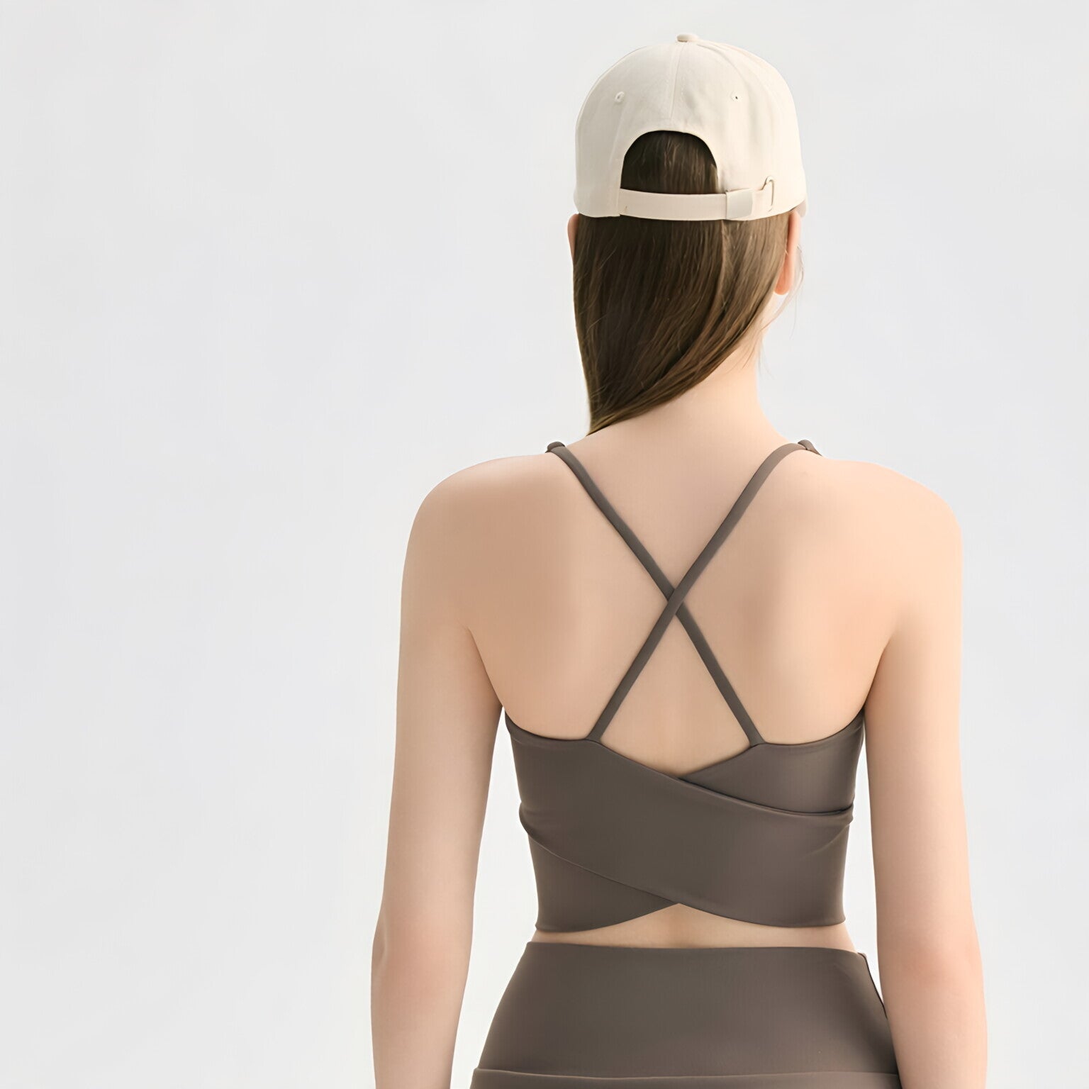Double X Cross Back Yoga Bra Padded Nude Feel Sports Vest