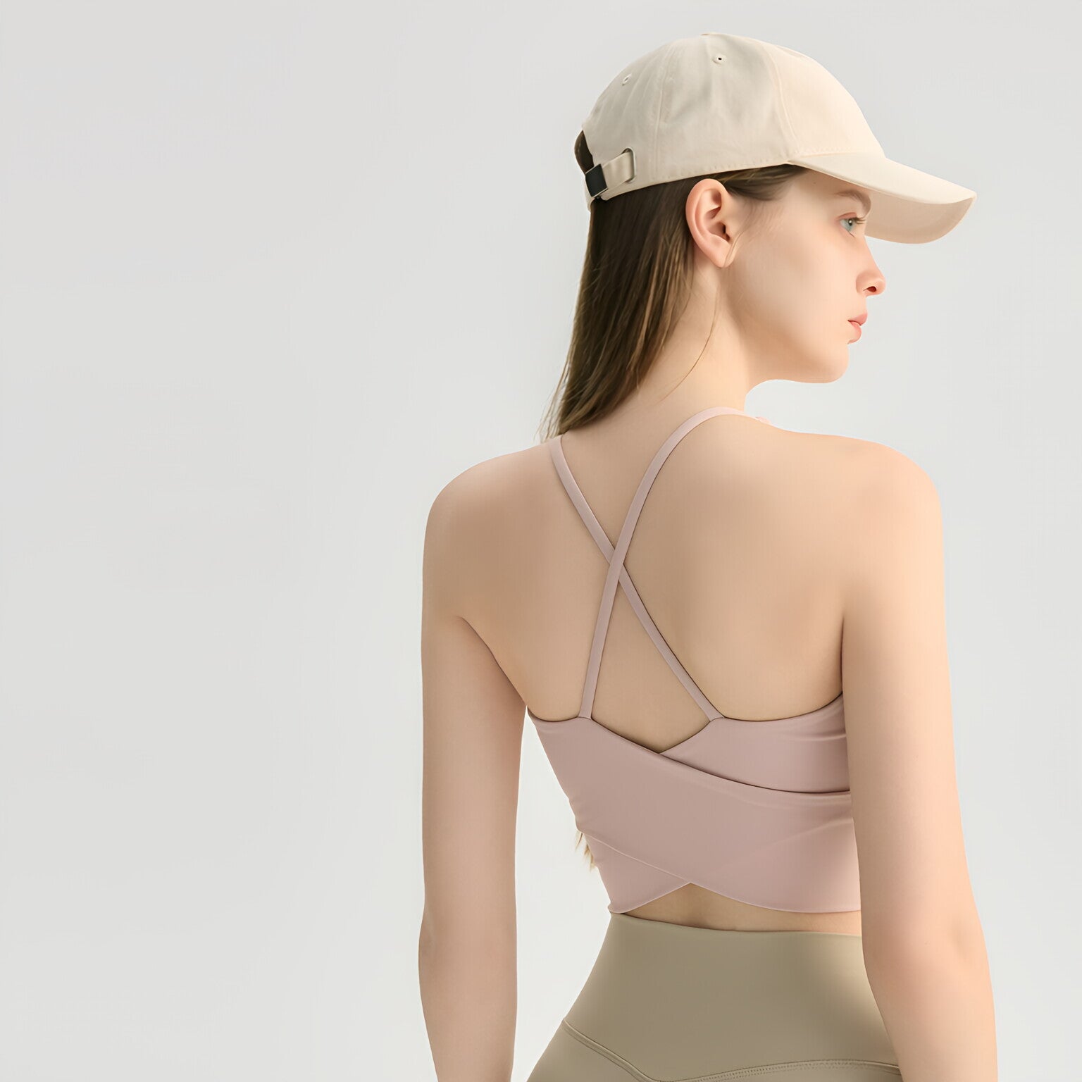 Double X Cross Back Yoga Bra Padded Nude Feel Sports Vest