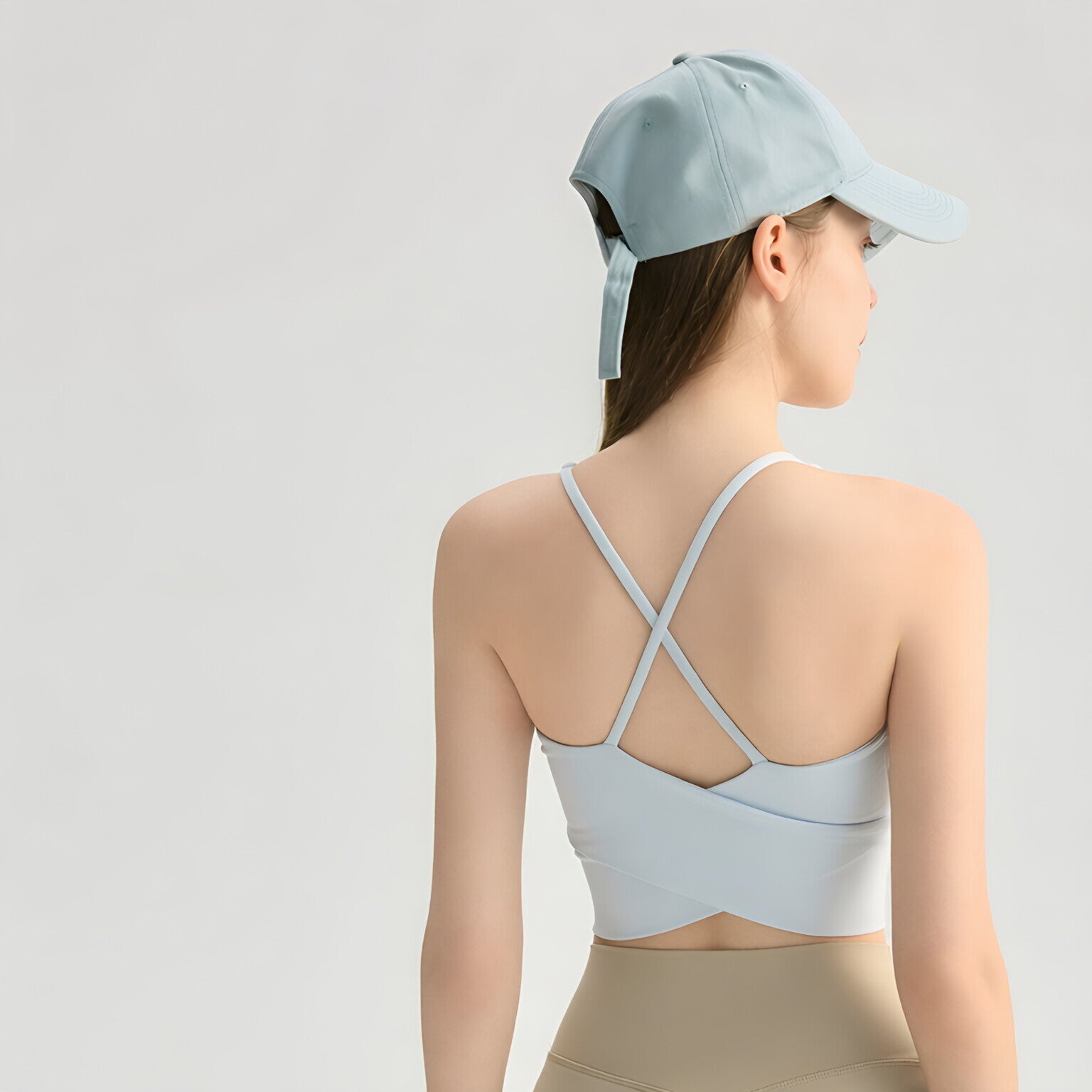 Double X Cross Back Yoga Bra Padded Nude Feel Sports Vest