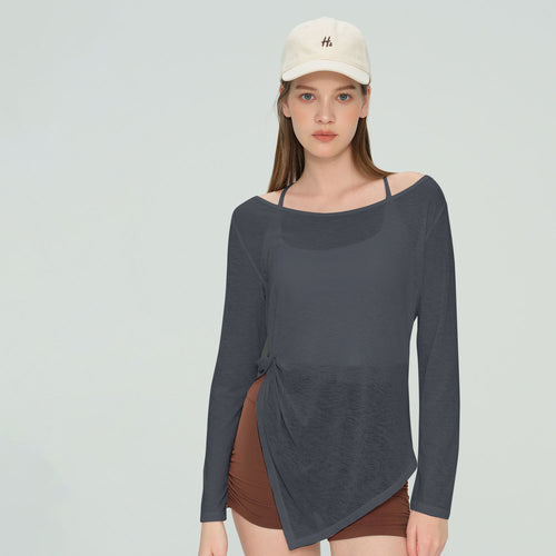 Wholesale Crew Neck Yoga T-Shirt Women Soft Cotton Blend Four-Way Stretch Quick Dry Pilates Top
