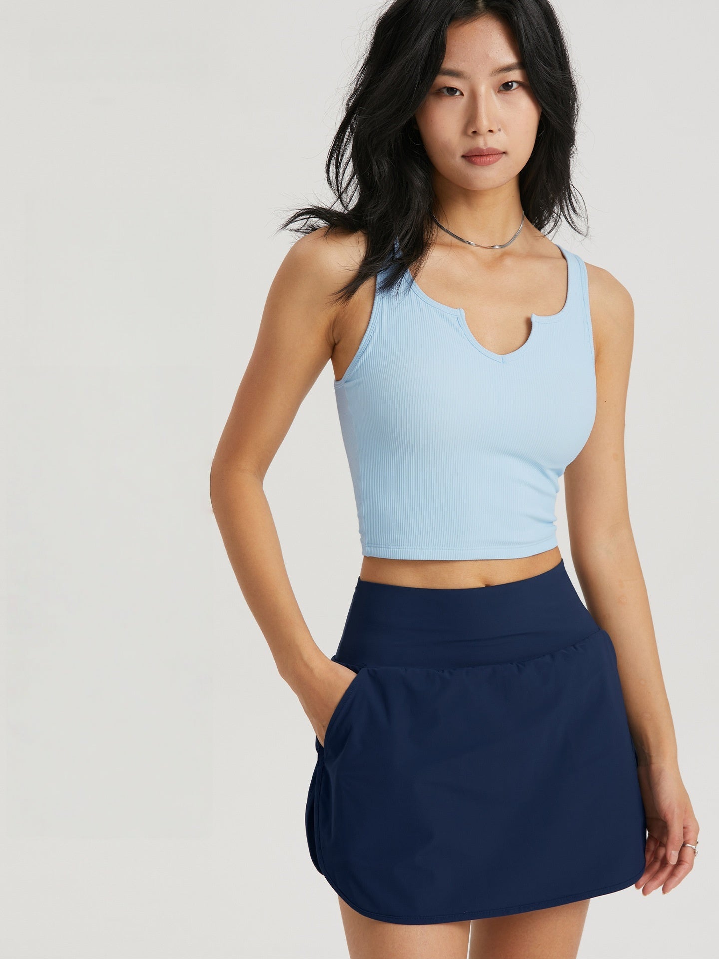 FPS Medium Support Yoga Bra Fixed Cup V Neck Running