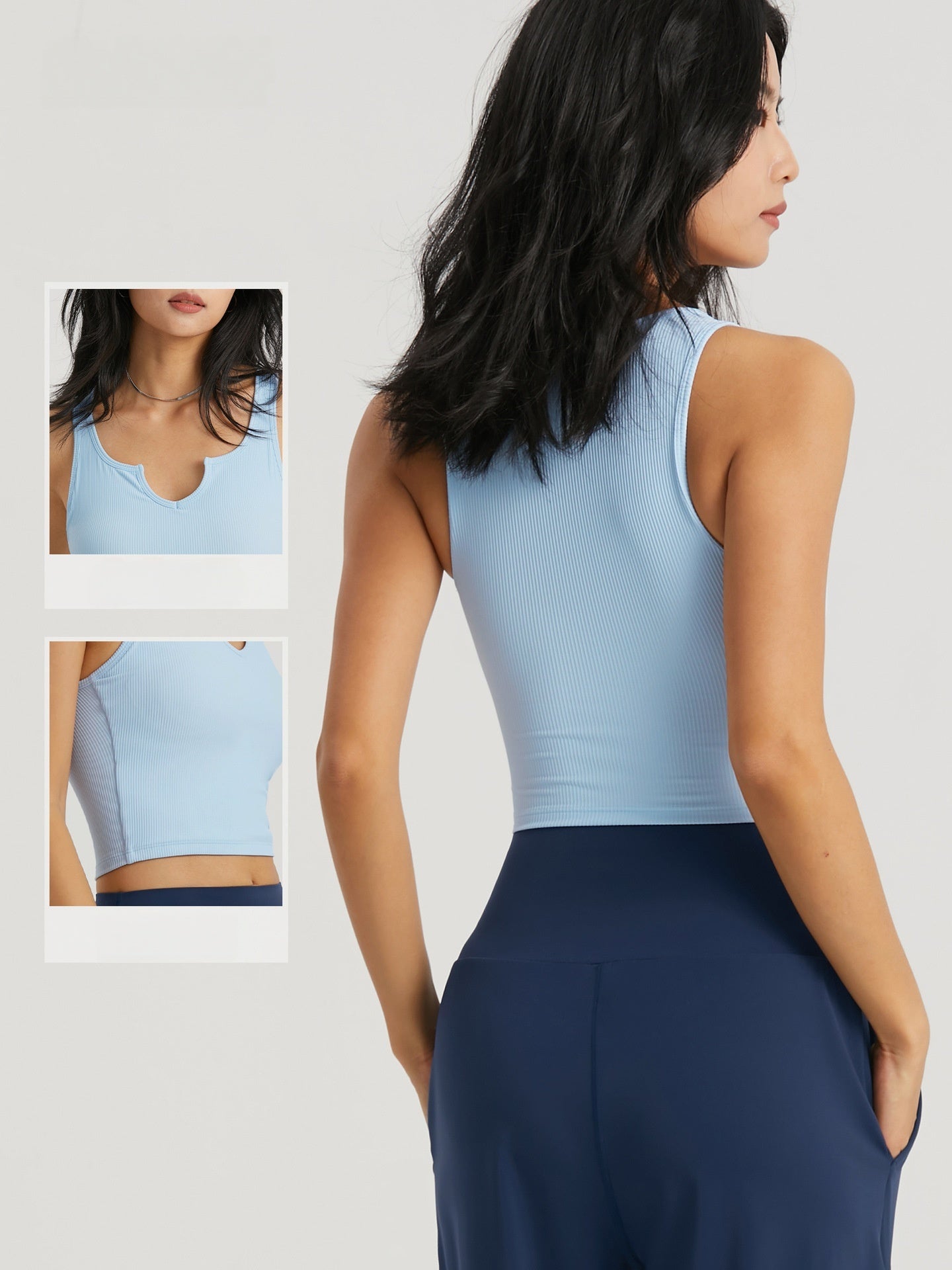 FPS Medium Support Yoga Bra Fixed Cup V Neck Running