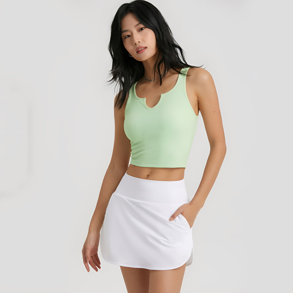 FPS Medium Support Yoga Bra Fixed Cup V Neck Running
