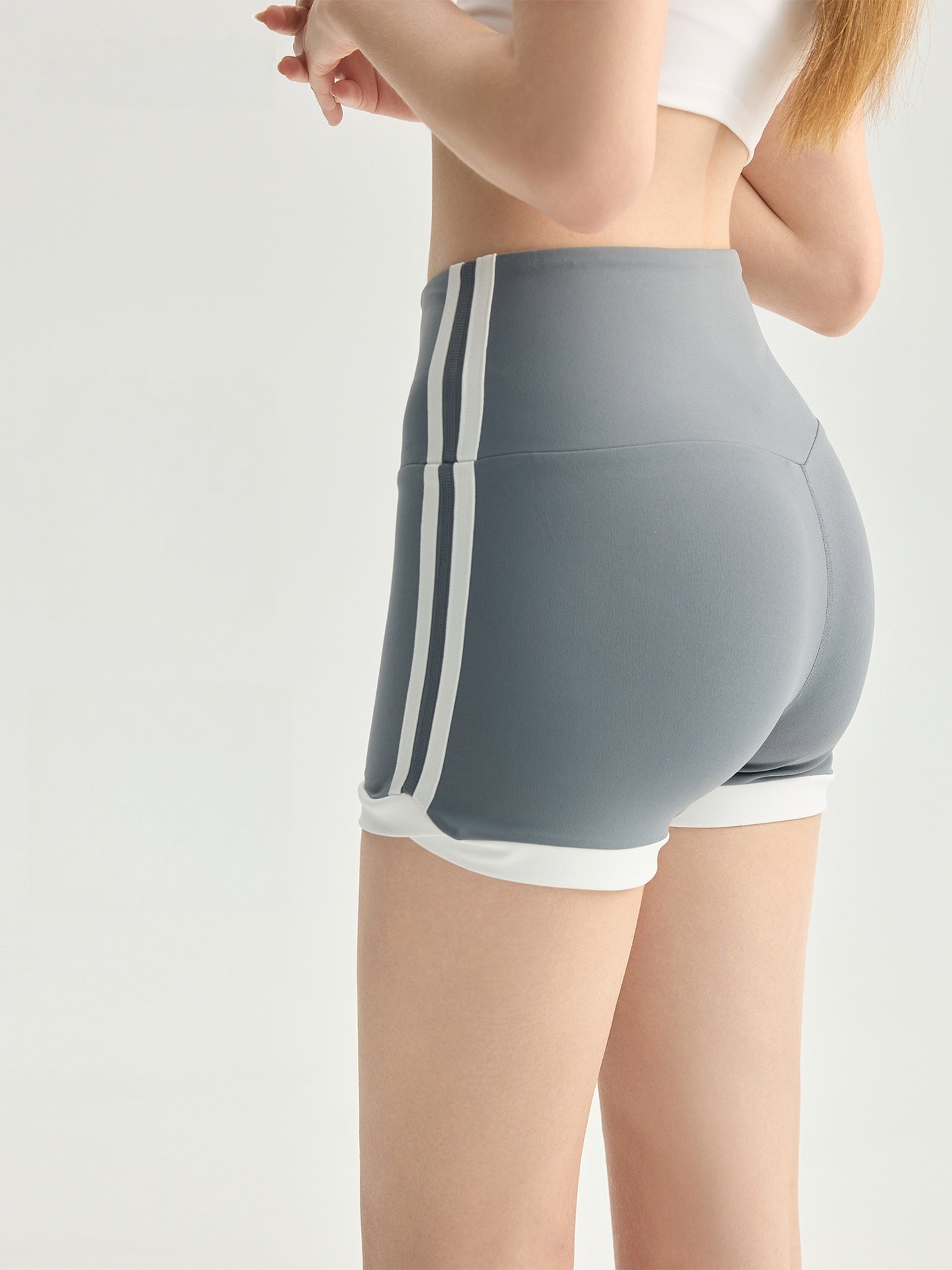 High Waist Anti-Exposure Color Block Shorts 3"
