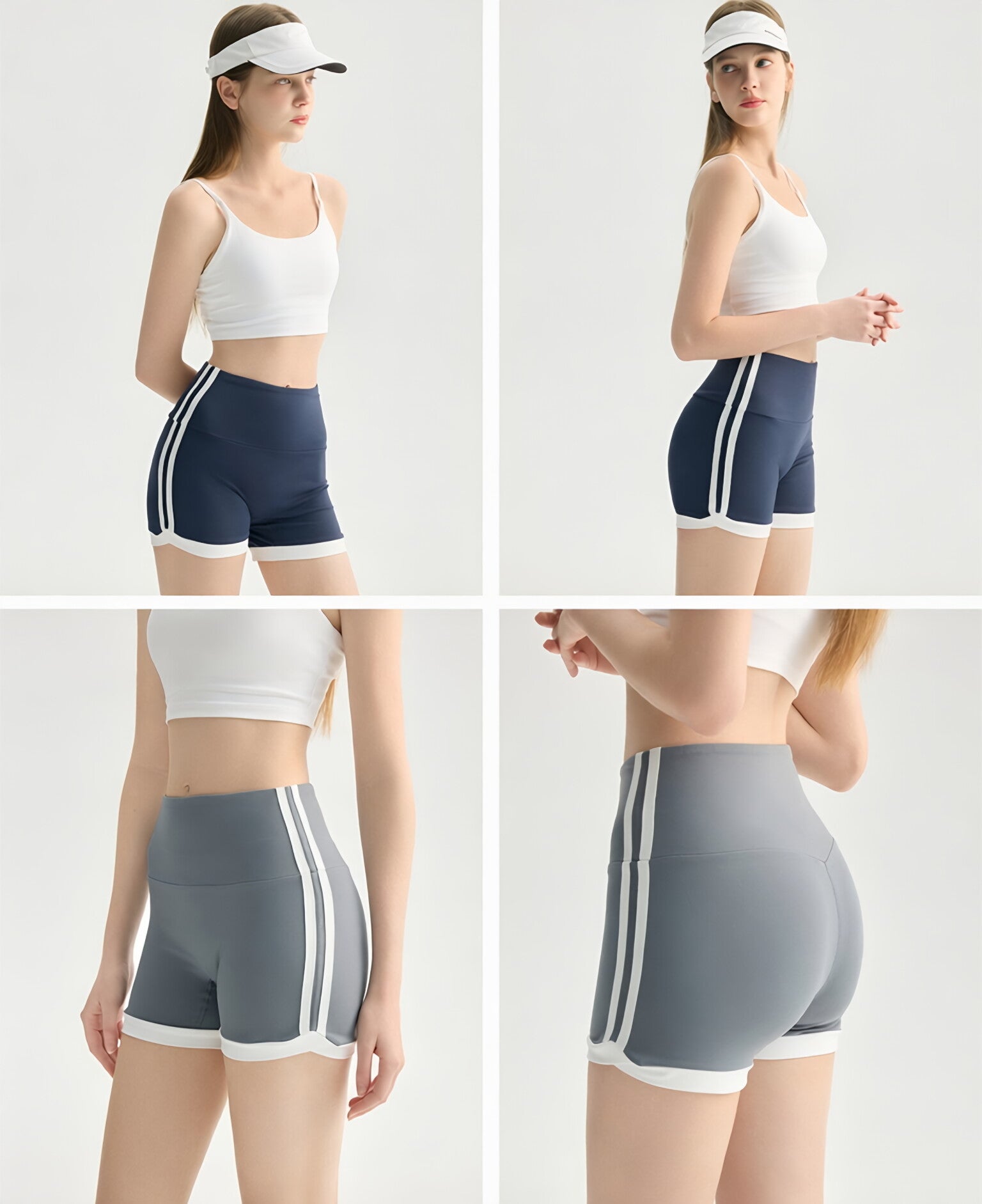 High Waist Anti-Exposure Color Block Shorts 3"