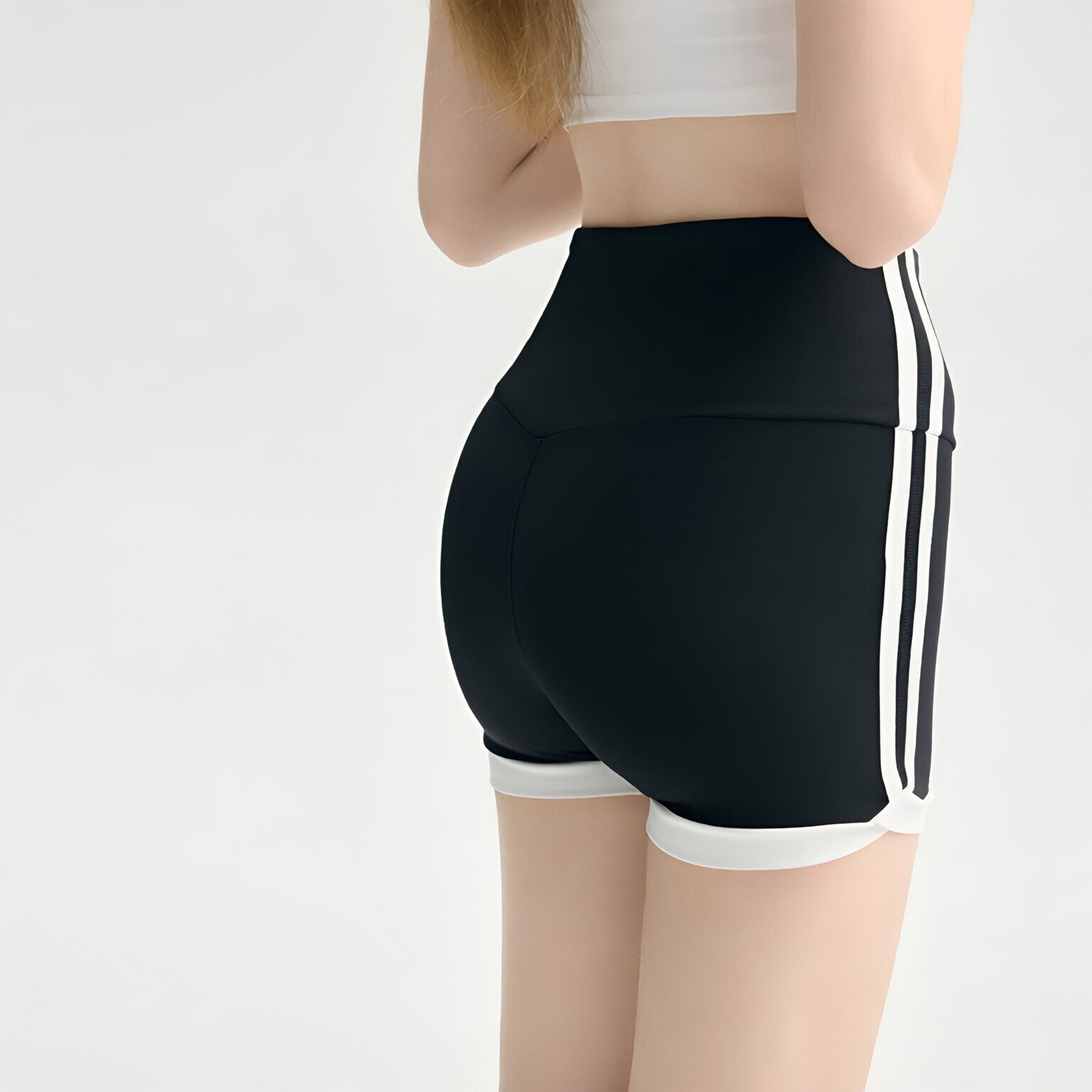 High Waist Anti-Exposure Color Block Shorts 3"
