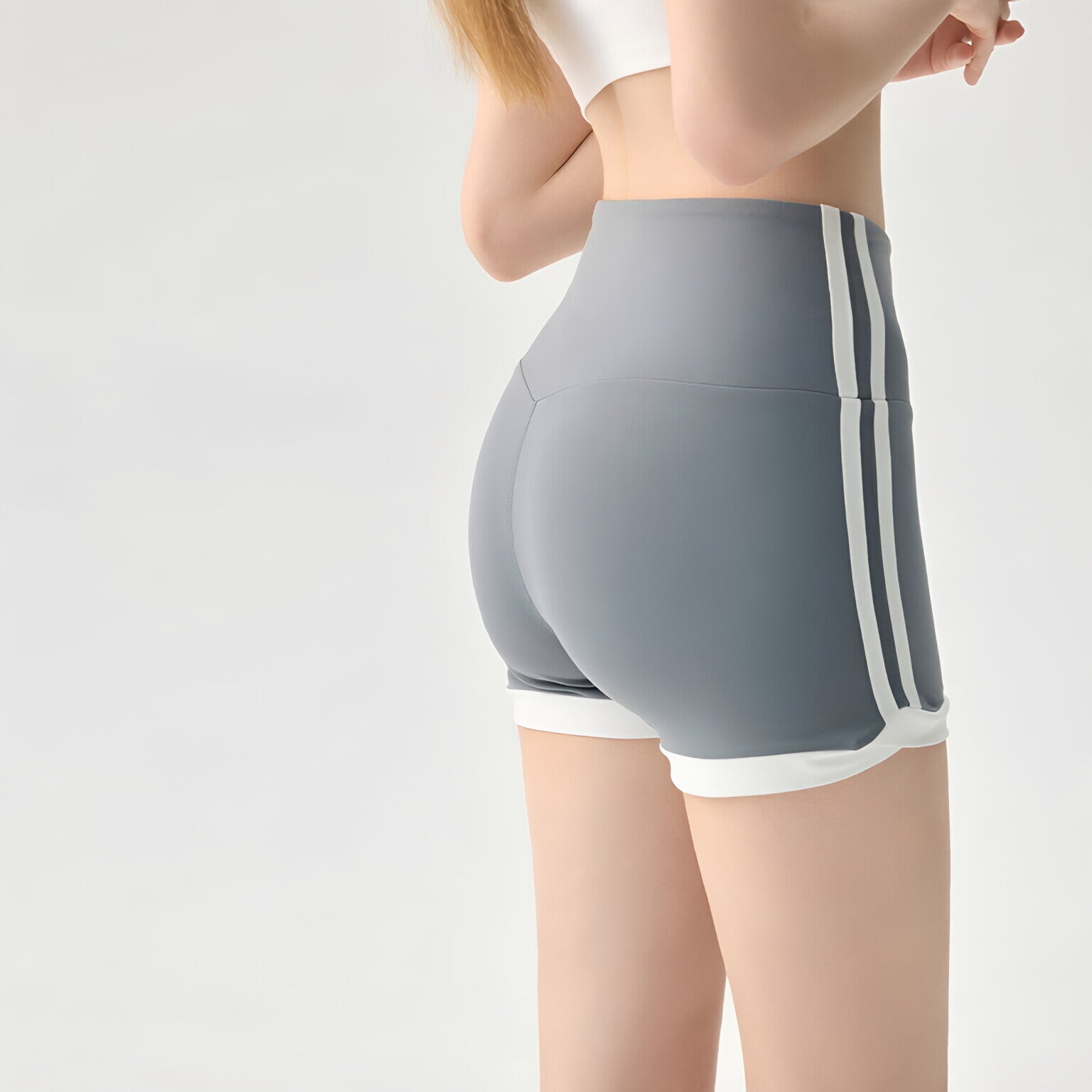 High Waist Anti-Exposure Color Block Shorts 3"