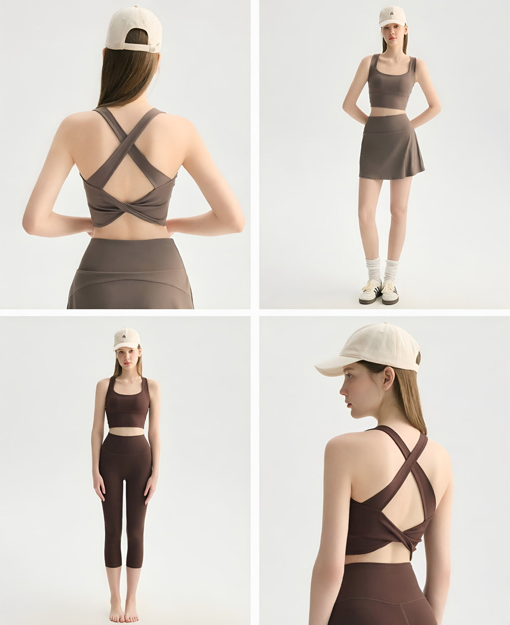Knotted Back Yoga Bra Padded Cross Straps Shock Absorb Gym