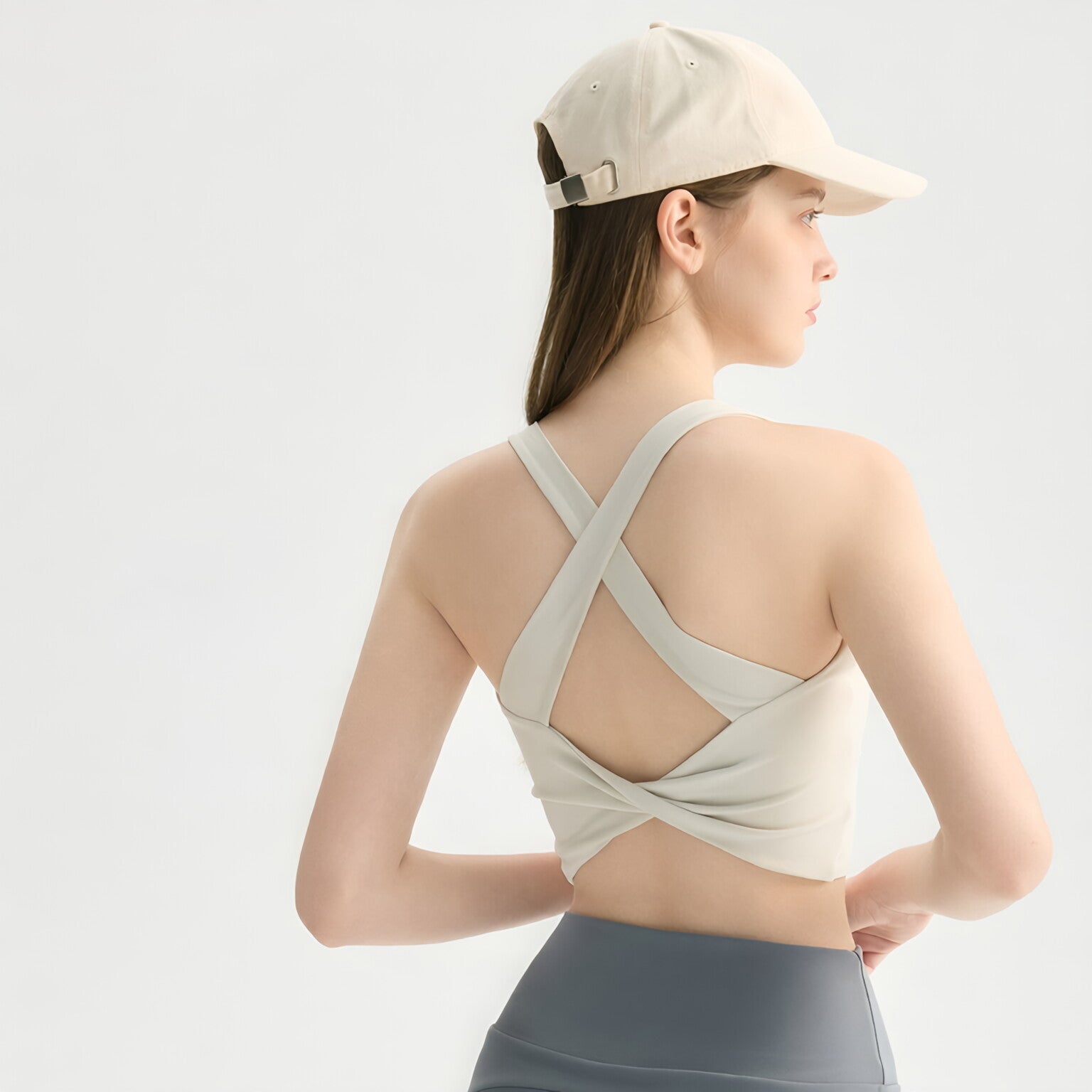 Knotted Back Yoga Bra Padded Cross Straps Shock Absorb Gym