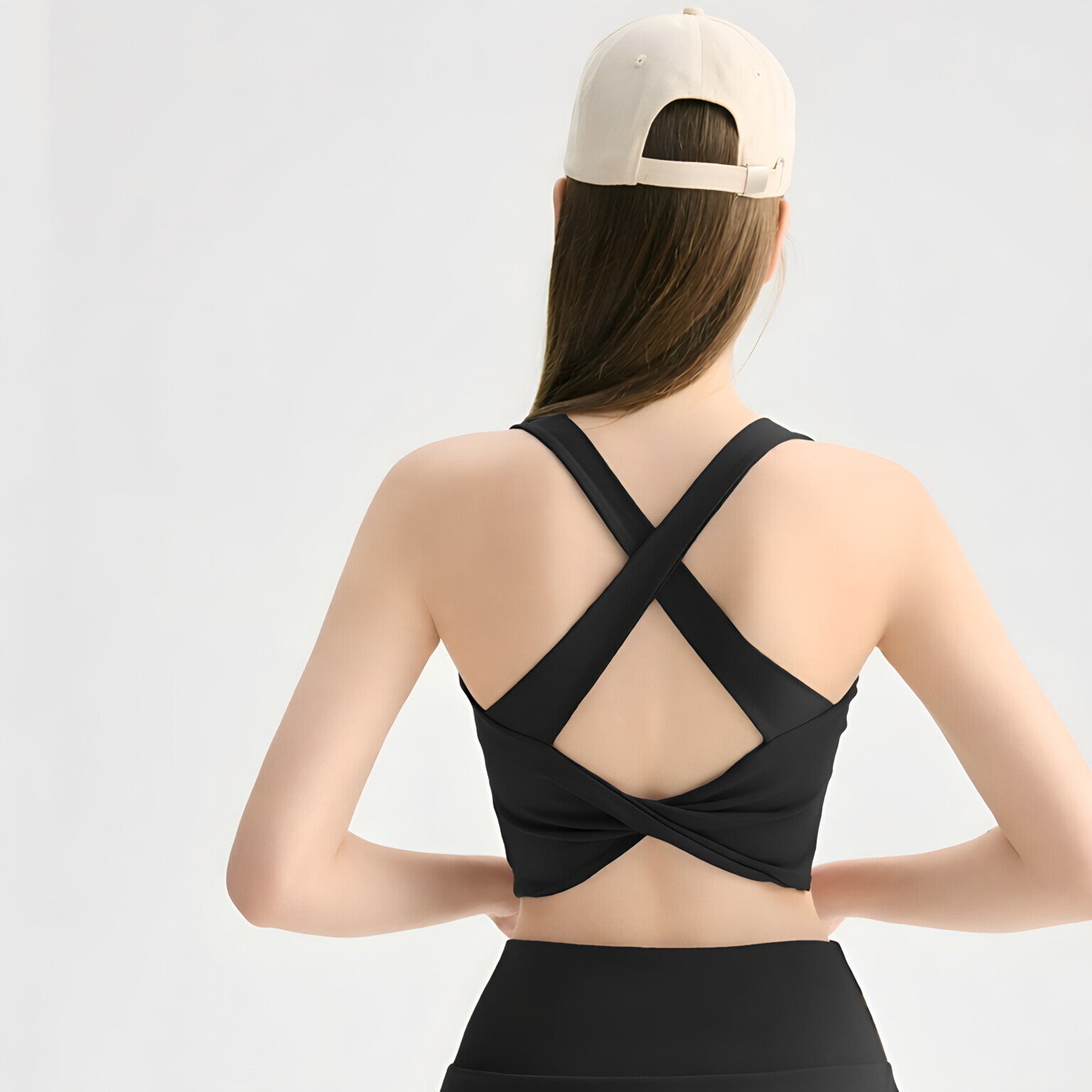 Knotted Back Yoga Bra Padded Cross Straps Shock Absorb Gym
