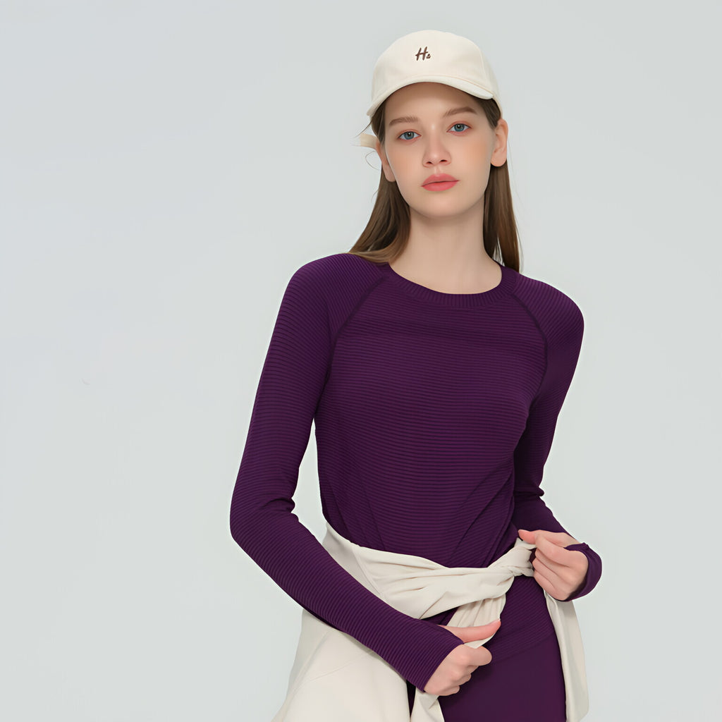 Long Sleeve Yoga Top Women Round Neck Versatile Gym Workout