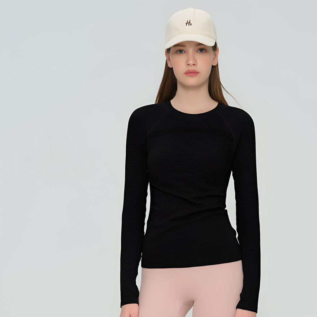 Long Sleeve Yoga Top Women Round Neck Versatile Gym Workout