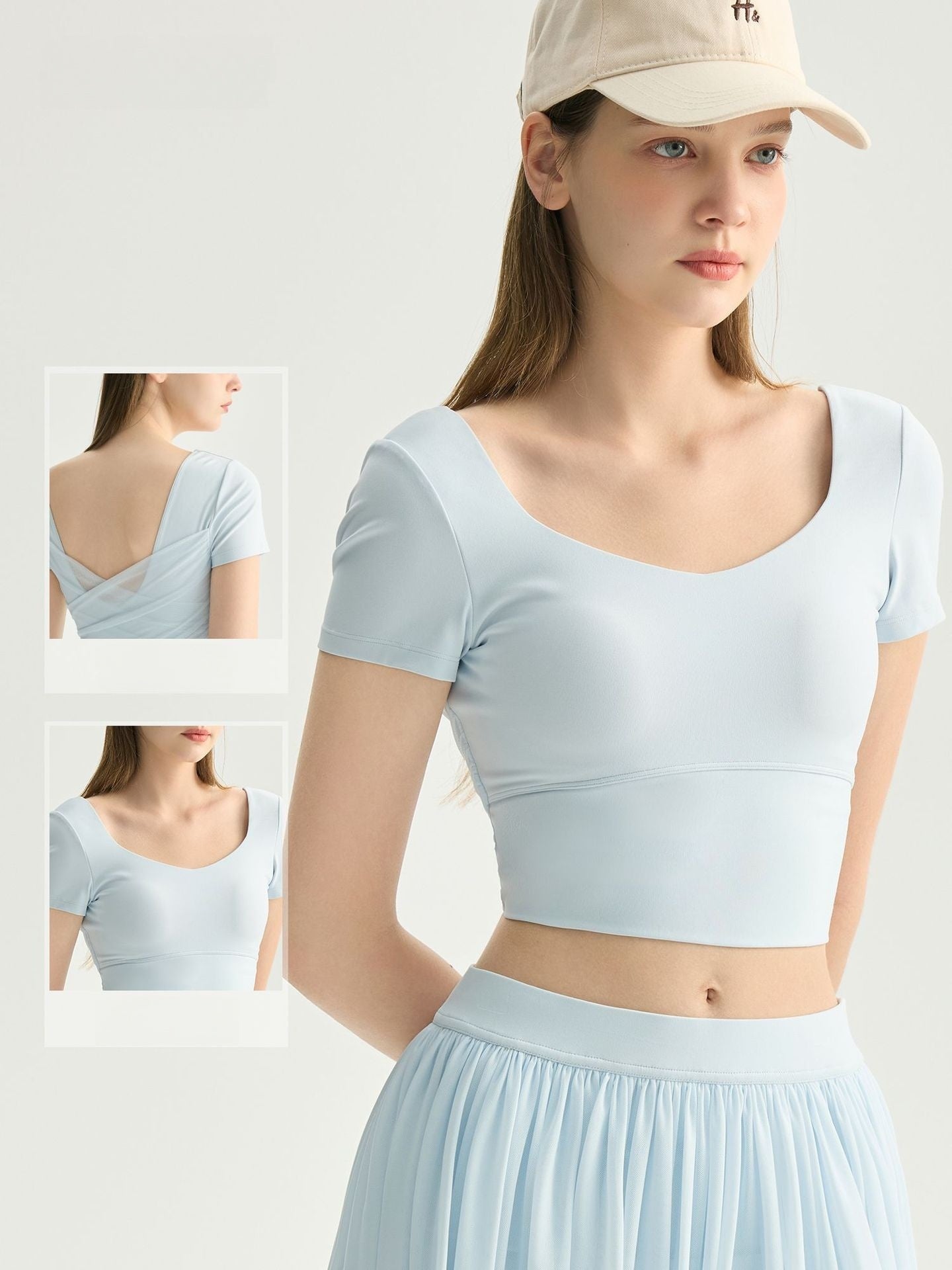 Mesh Backless Yoga Top Padded Bra Pilates Running Tee