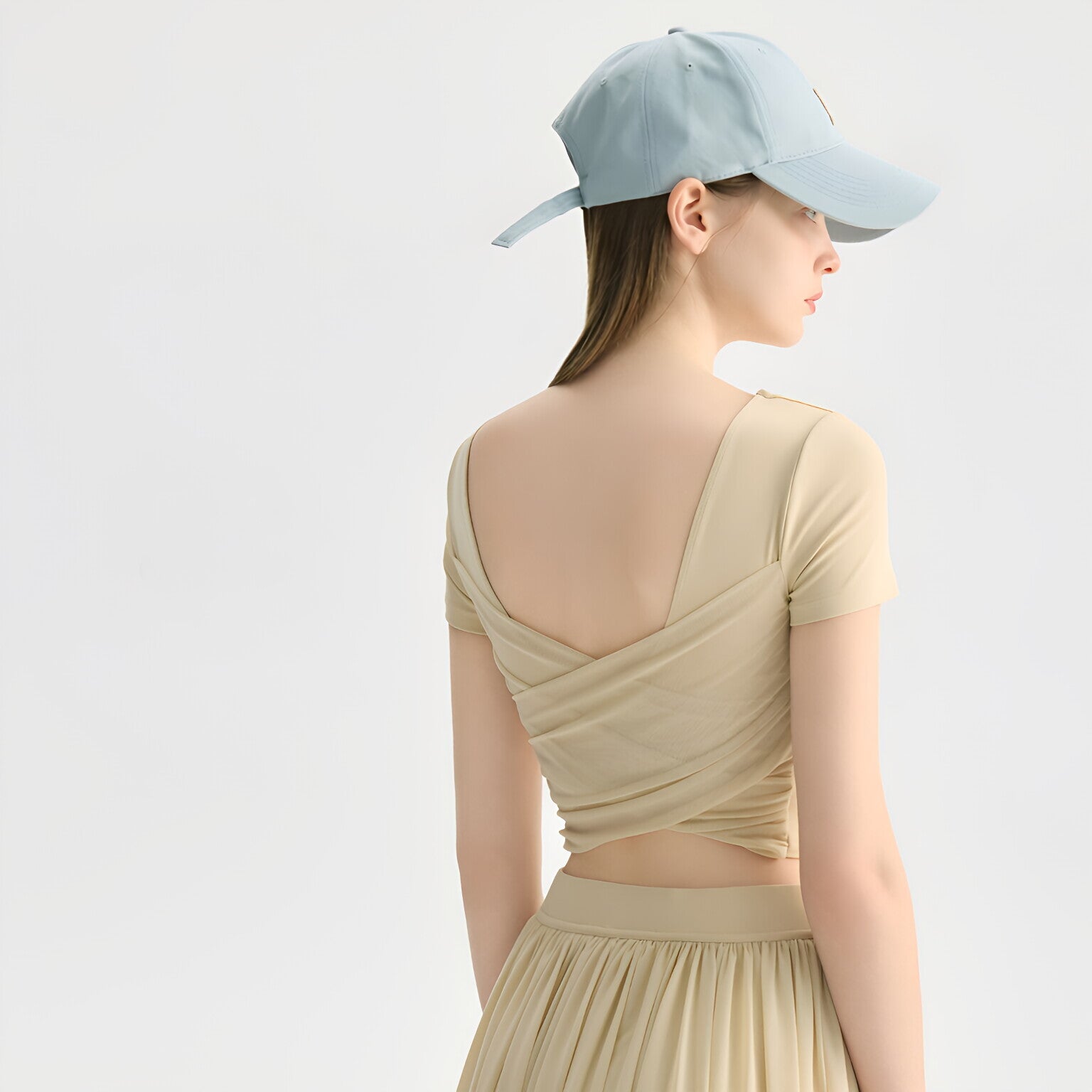 Mesh Backless Yoga Top Padded Bra Pilates Running Tee