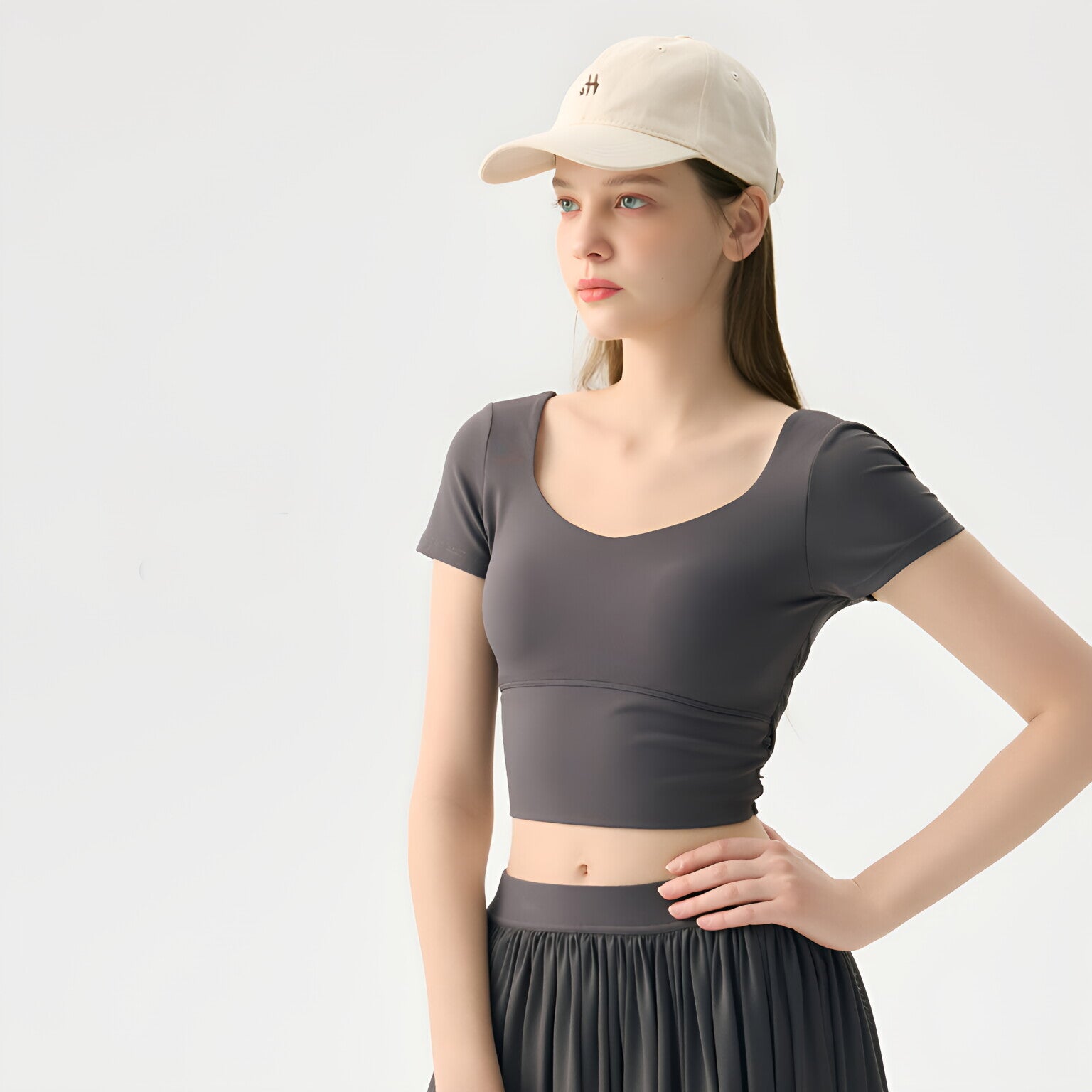 Mesh Backless Yoga Top Padded Bra Pilates Running Tee
