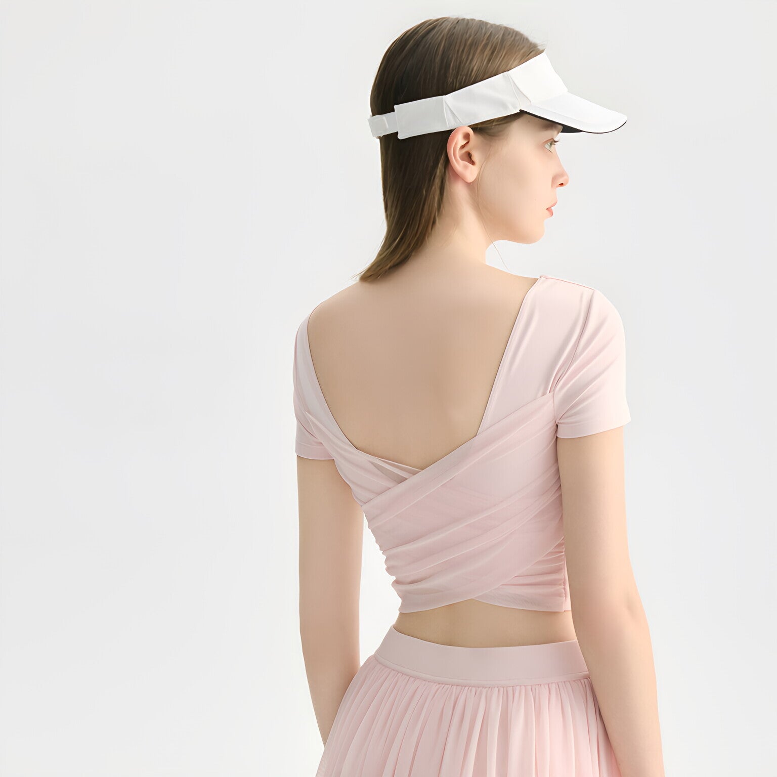 Mesh Backless Yoga Top Padded Bra Pilates Running Tee