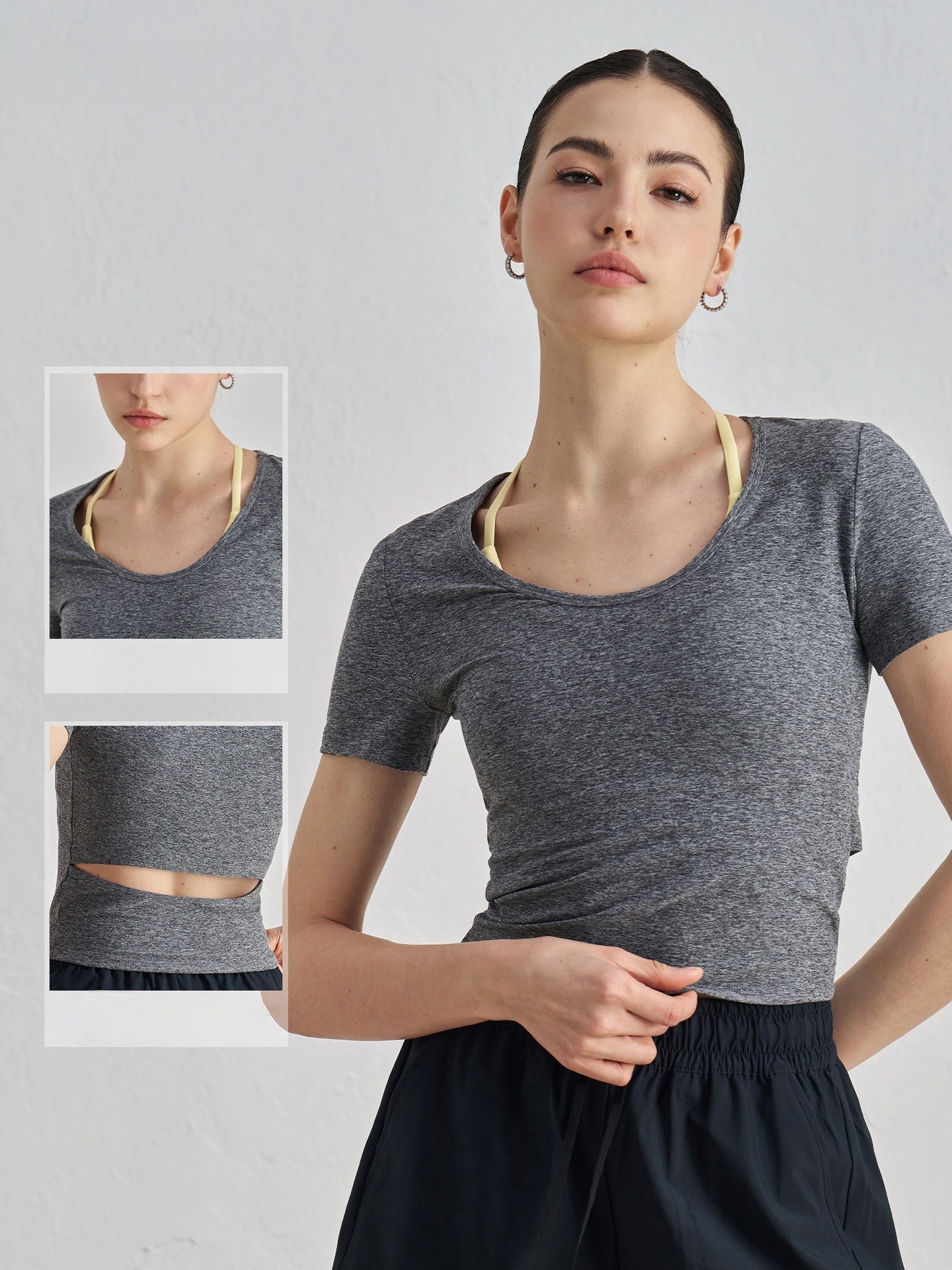 Naked Feel Yoga Top Short Sleeve Cutout Back Slimming Gym