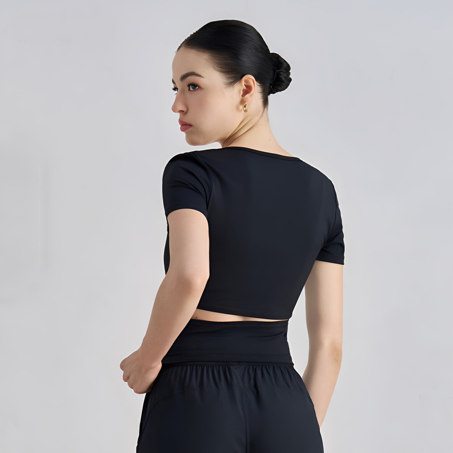 Naked Feel Yoga Top Short Sleeve Cutout Back Slimming Gym