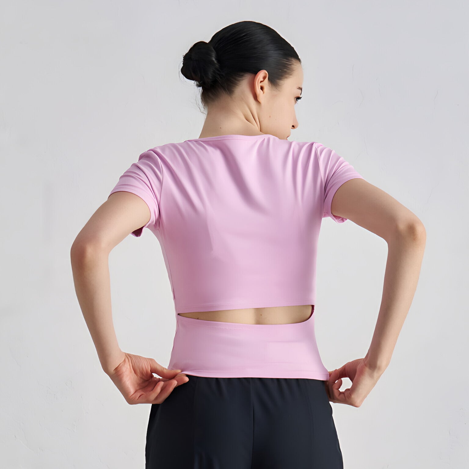 Naked Feel Yoga Top Short Sleeve Cutout Back Slimming Gym