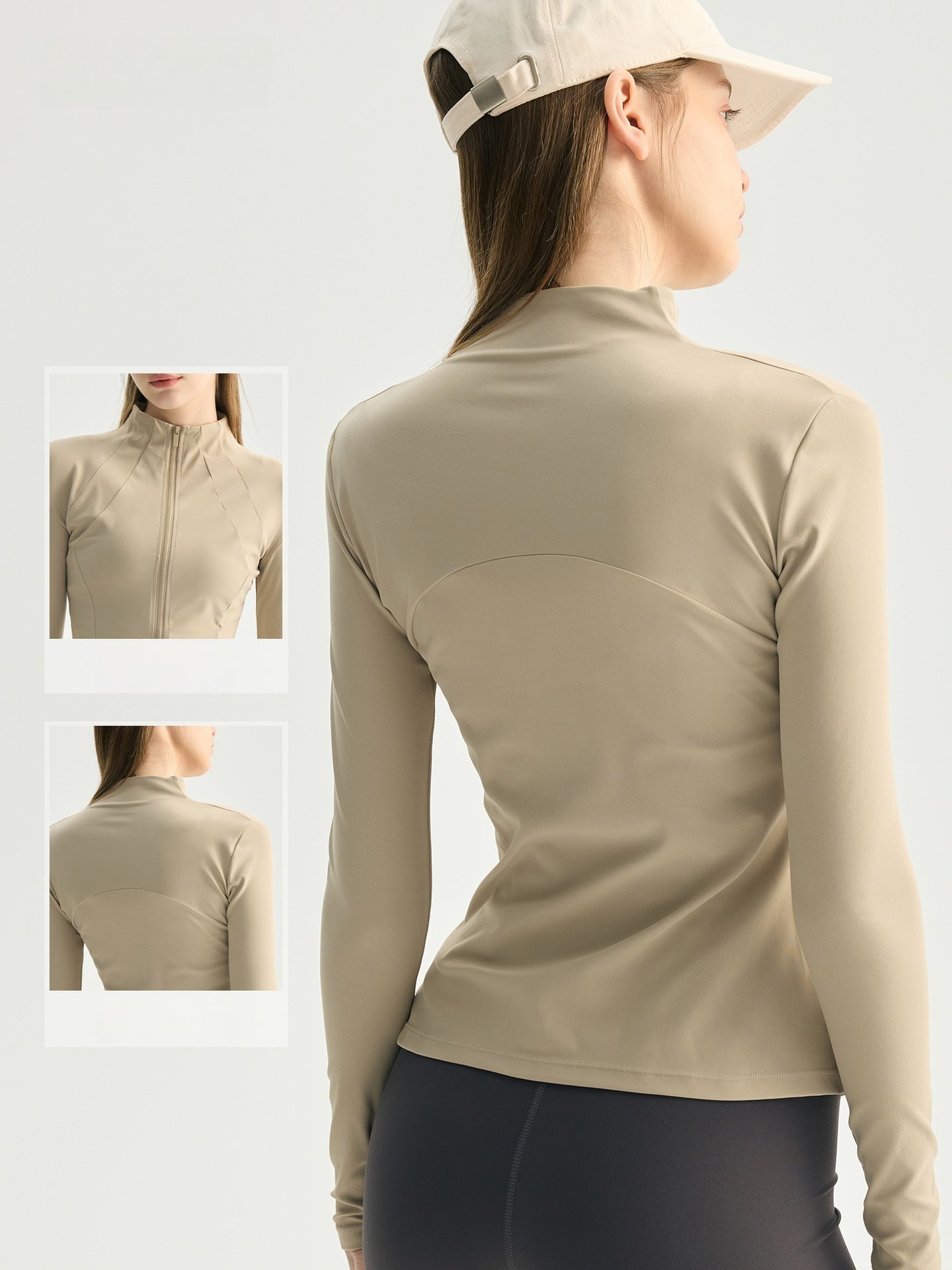Nude Feel Zip Up Yoga Jacket Stand Collar Slim Workout