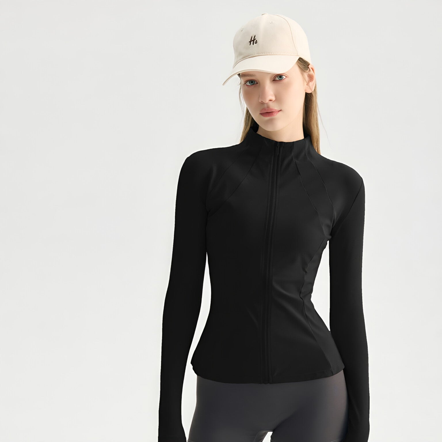 Nude Feel Zip Up Yoga Jacket Stand Collar Slim Workout