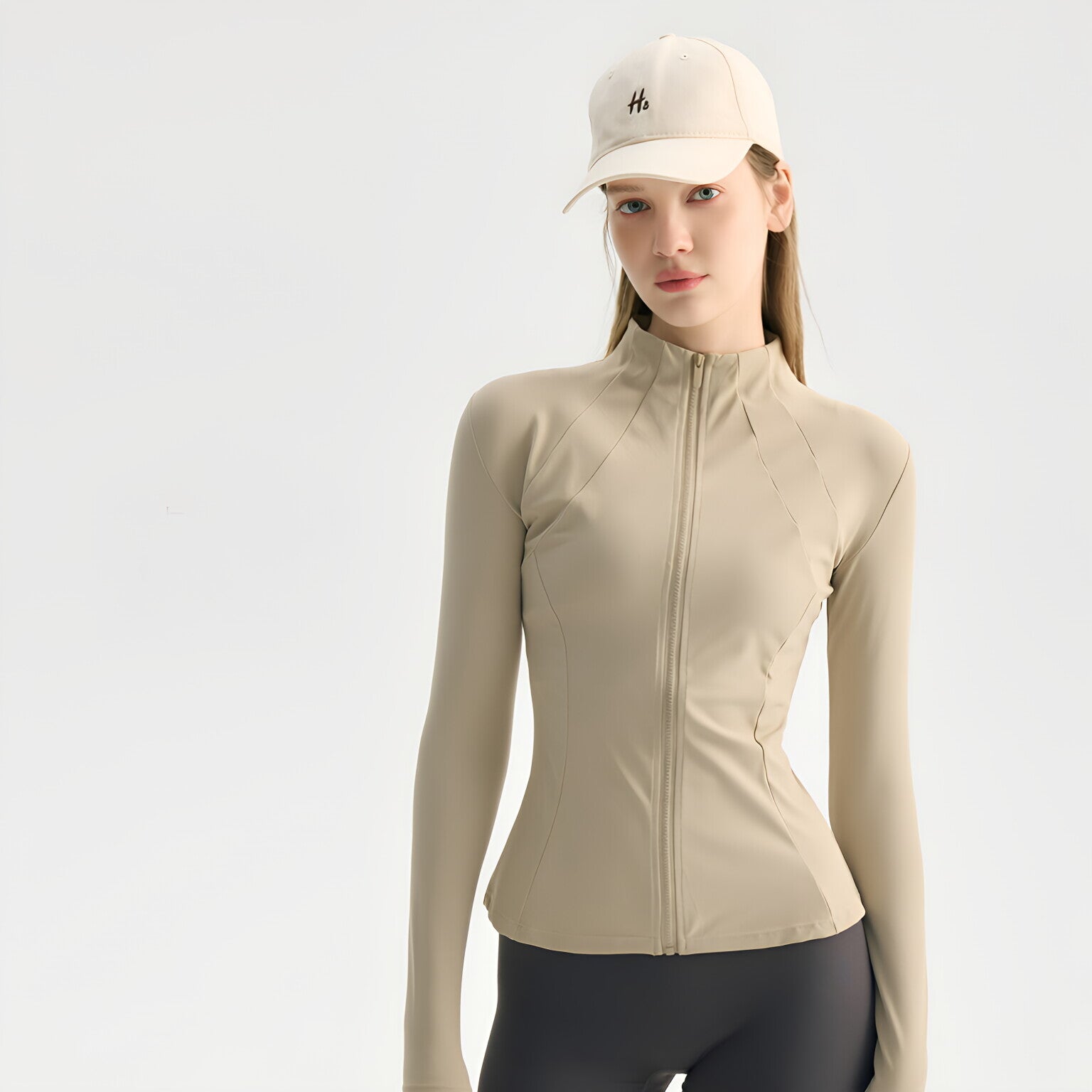 Nude Feel Zip Up Yoga Jacket Stand Collar Slim Workout