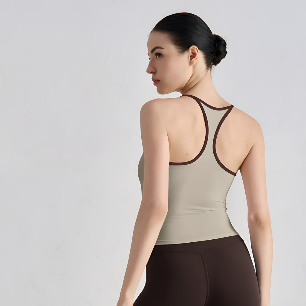 NUF Fixed Cup I Beam Back Yoga Tank Strapless Gym Workout